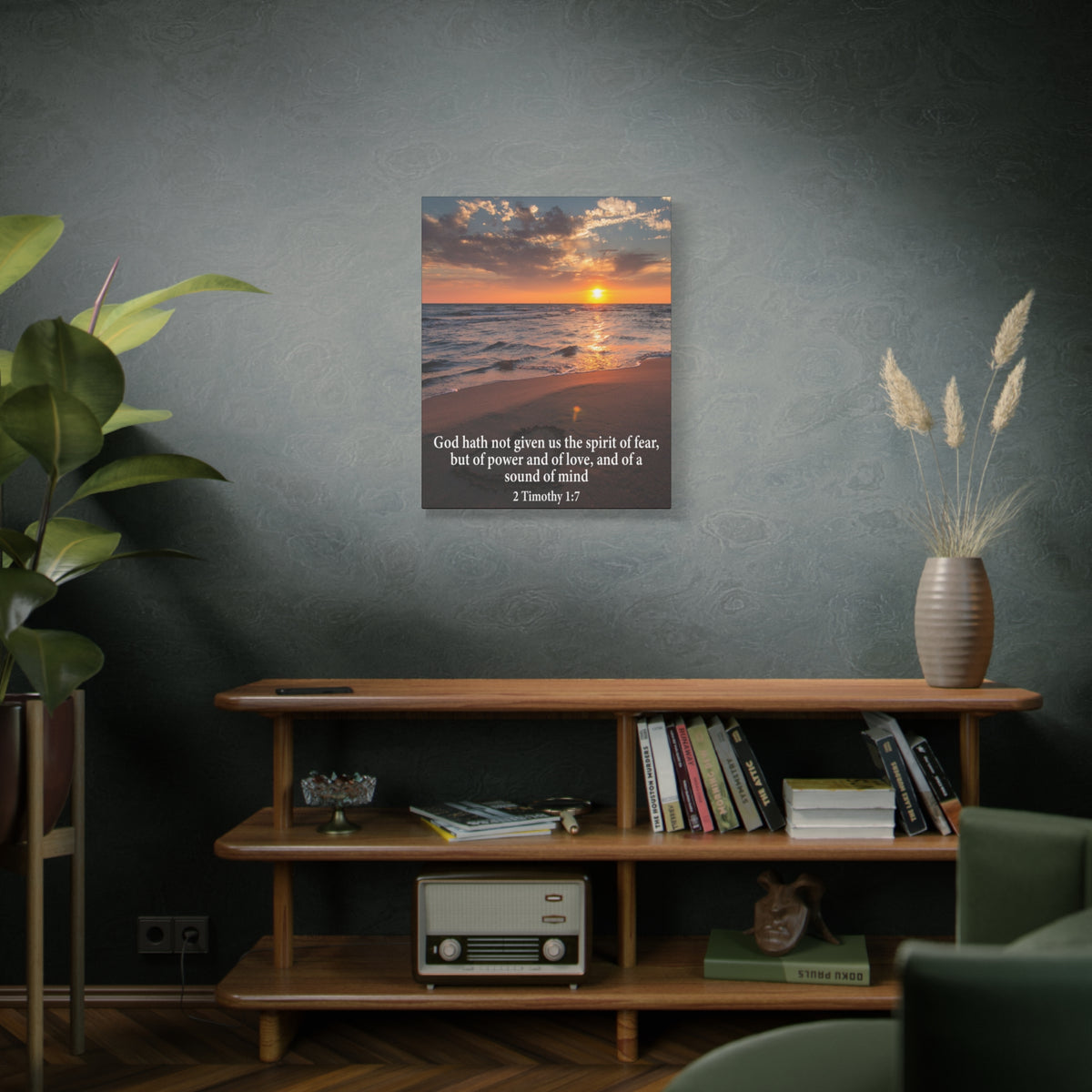 Scripture Canvas No Fear 2 Timothy 1:7 Christian Wall Art Bible Verse Print Ready to Hang-Express Your Love Gifts