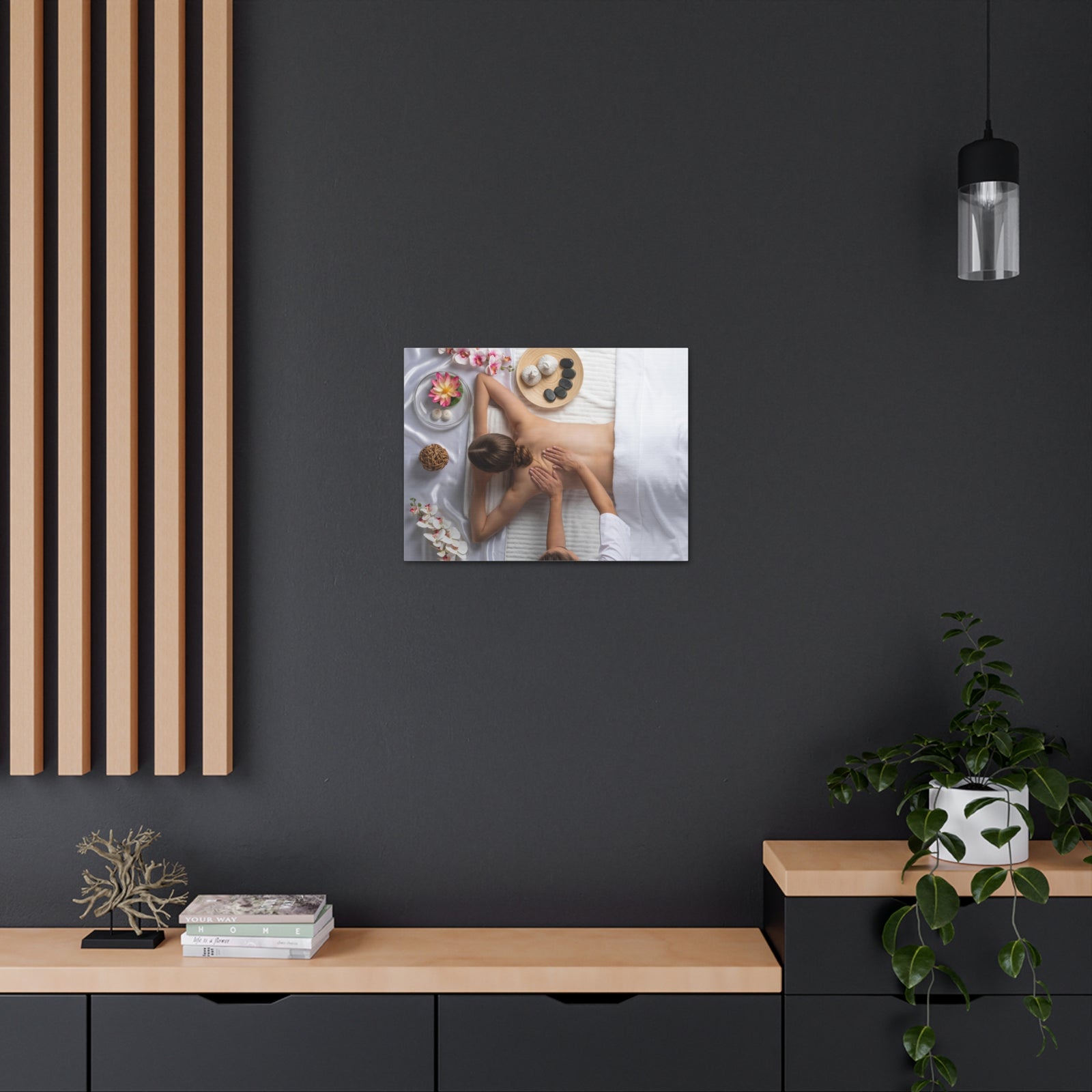 Woman Spa Massage Forest Floral Nature Photography Canvas Wall Art for Home Decor Ready-to-Hang-Express Your Love Gifts