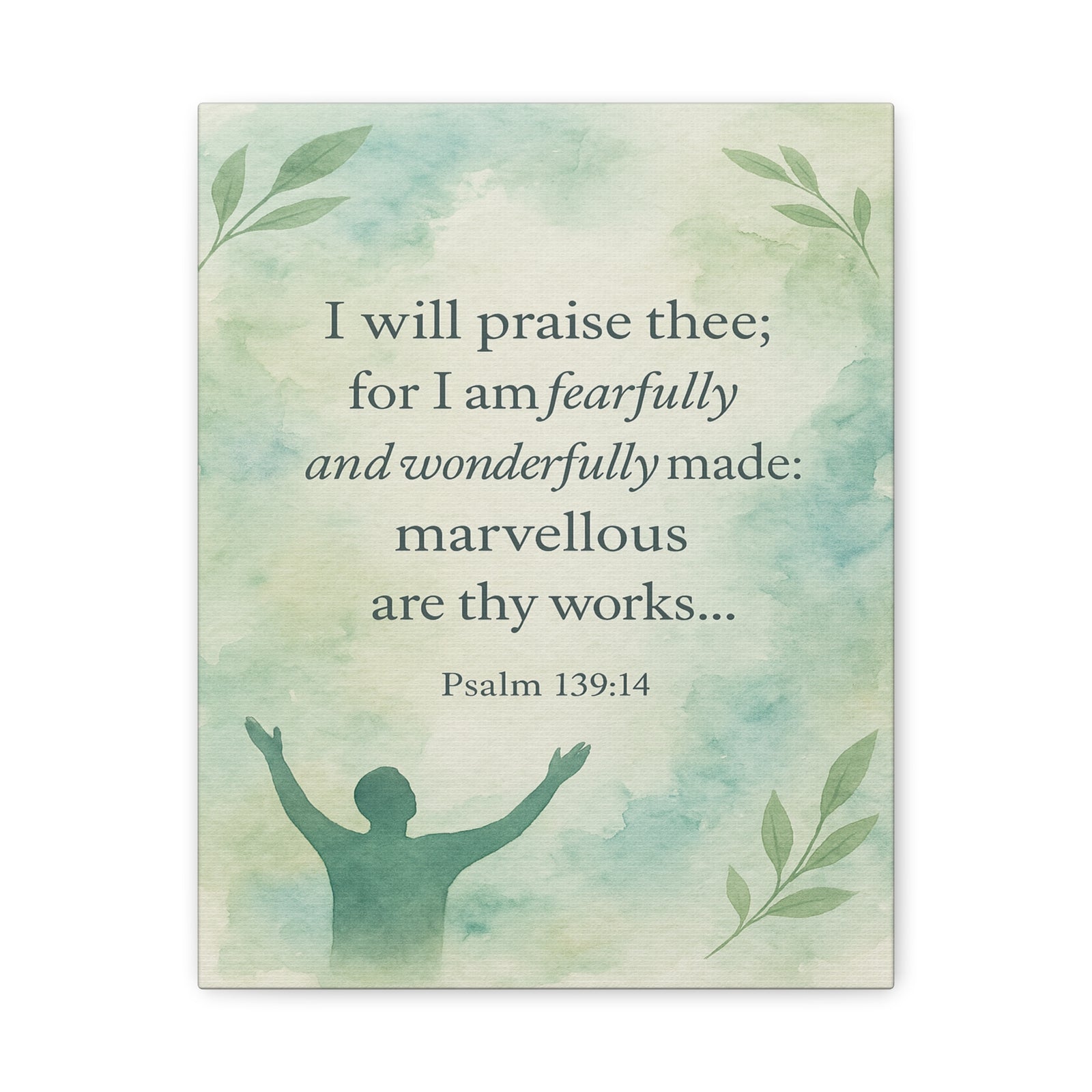 Bible Verse Canvas Psalm 139:14 Christian Home Décor Wall Art Scripture Ready to Hang Faith Print-Express Your Love Gifts