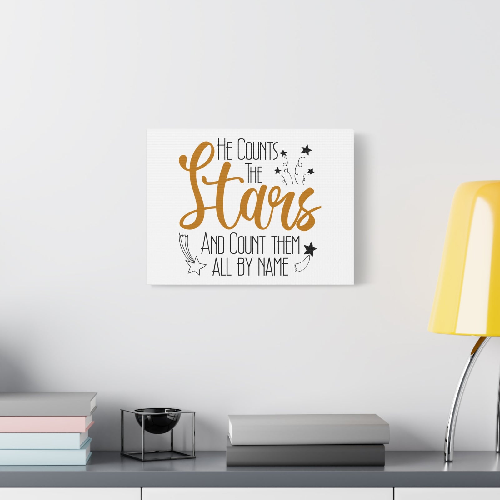 Scripture Canvas He Counts The Stars Psalm 147:4 Christian Wall Art Bible Verse Print Ready to Hang-Express Your Love Gifts
