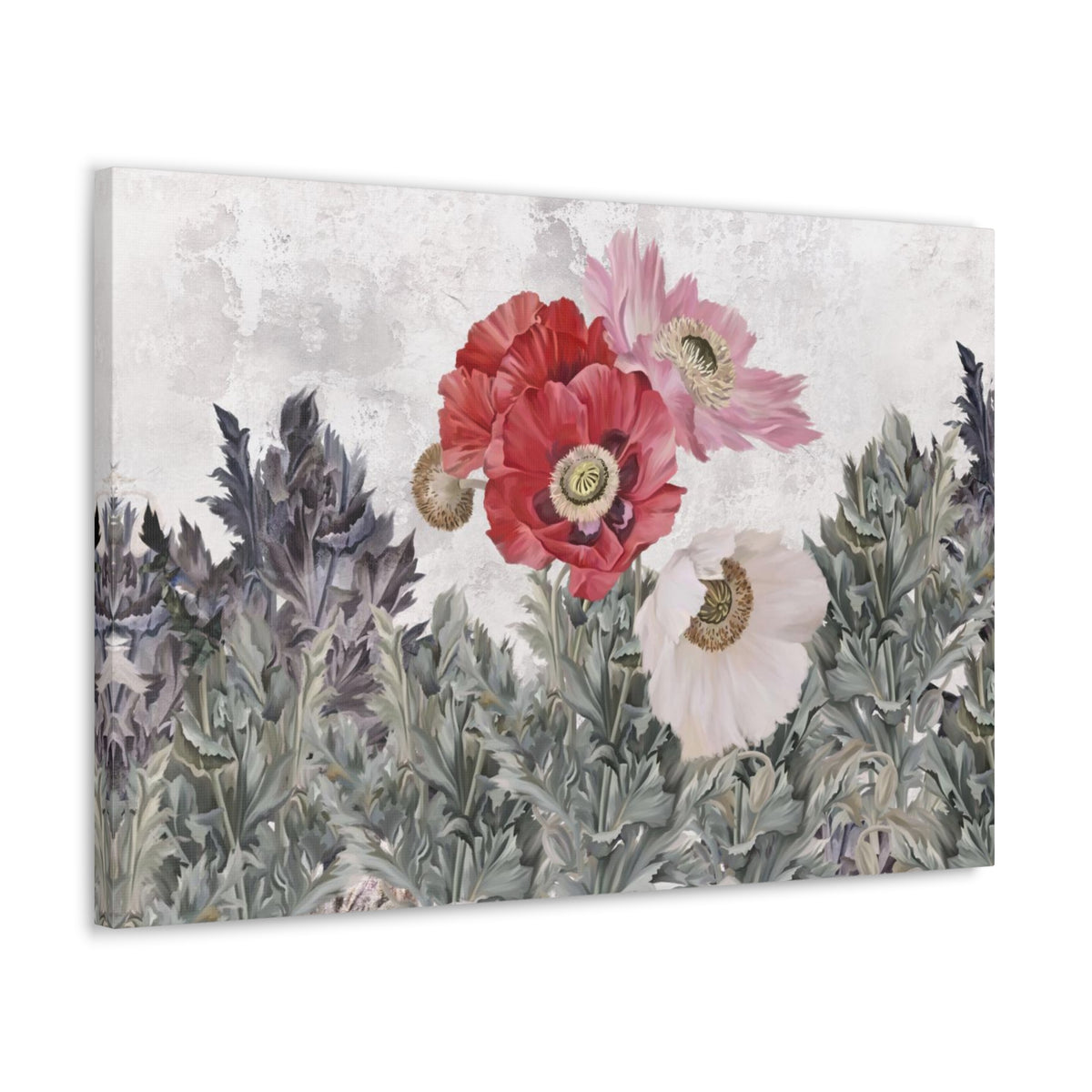 Poppies Flowers Illustration Flower Canvas Wall Art for Home Decor Ready-to-Hang-Express Your Love Gifts