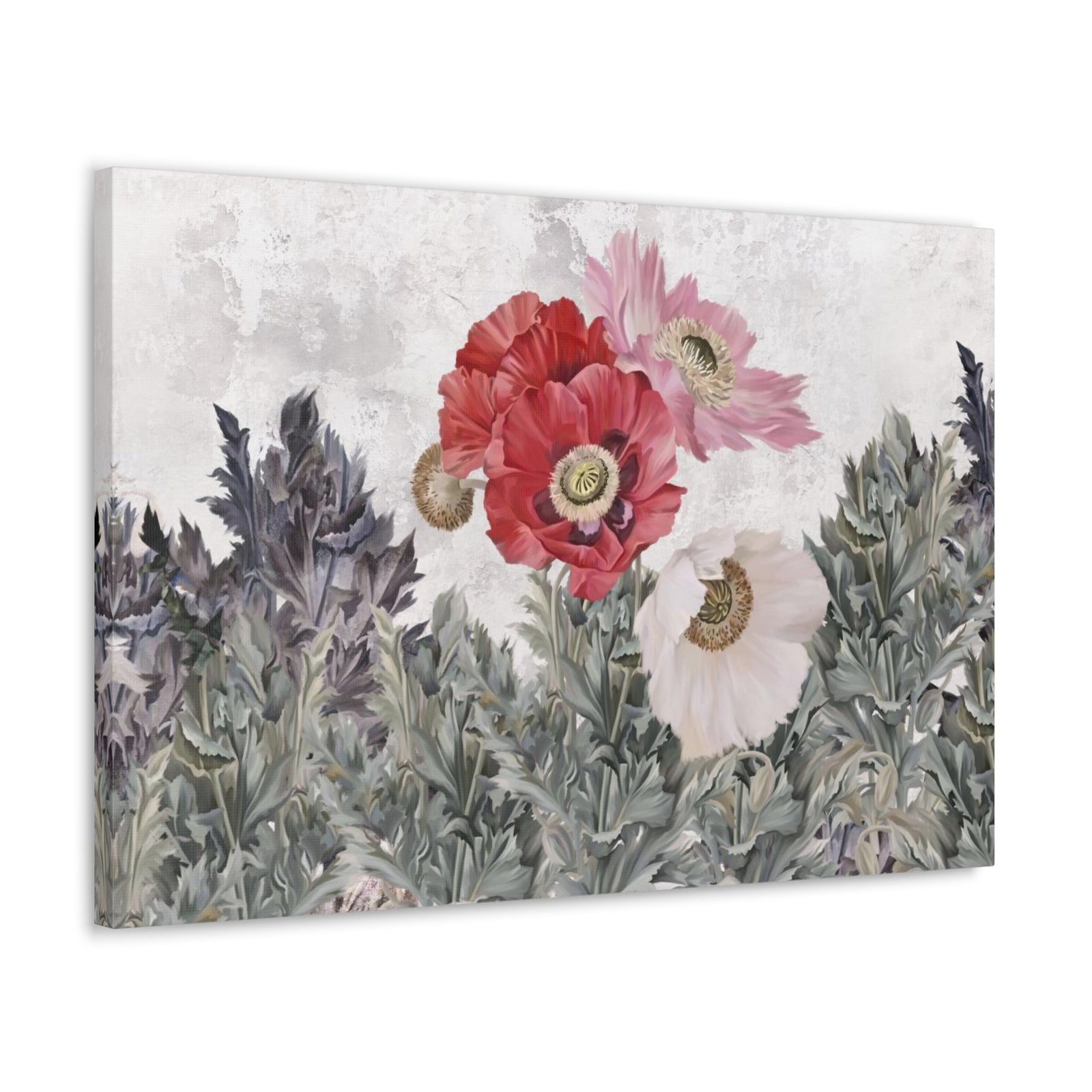 Poppies Flowers Illustration Flower Canvas Wall Art for Home Decor Ready-to-Hang-Express Your Love Gifts