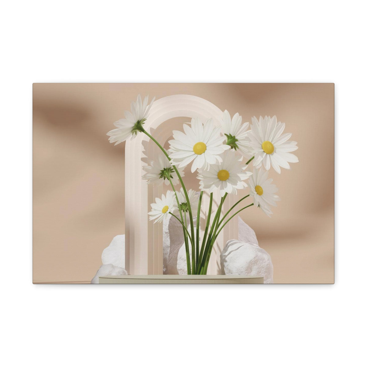 Daisy Flower and White Rocks Flower Canvas Wall Art for Home Decor Ready-to-Hang-Express Your Love Gifts
