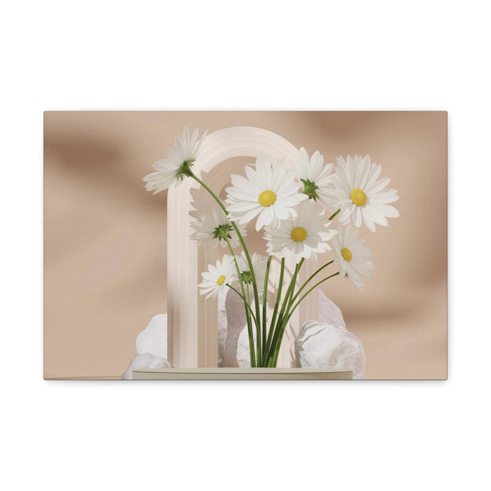 Daisy Flower and White Rocks Flower Canvas Wall Art for Home Decor Ready-to-Hang-Express Your Love Gifts