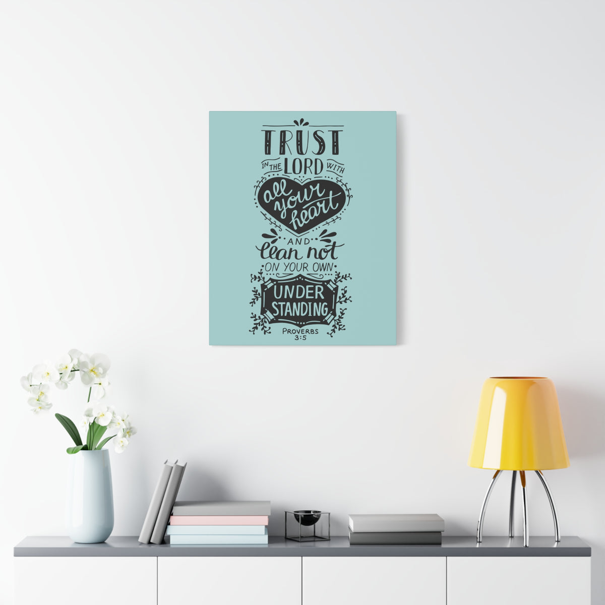 Scripture Canvas Trust In The Lord Proverbs 3:5 Christian Wall Art Bible Verse Print Ready To Hang-Express Your Love Gifts