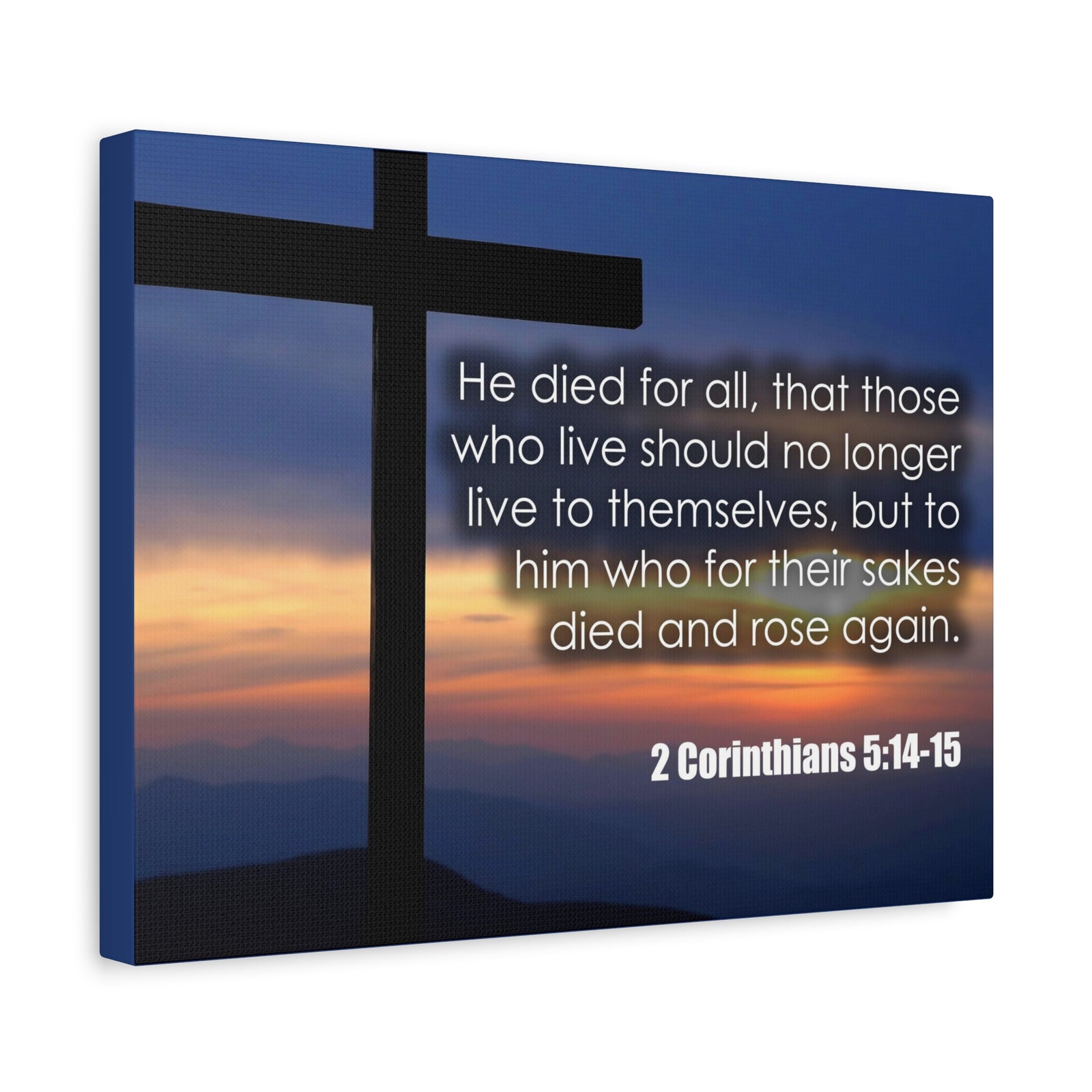 Bible Verse Canvas He Died For All 2 Corinthians 5:14-15 Christian Home Décor Wall Art Scripture Ready to Hang Faith Print-Express Your Love Gifts