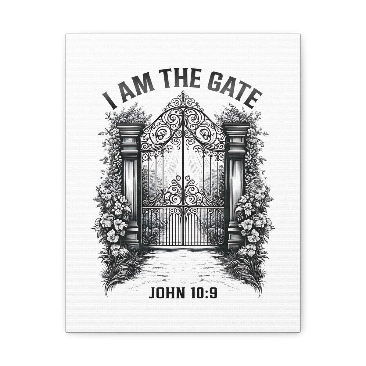 Scripture Walls John 10:9 I Am The Gate Bible Verse Canvas Christian Wall Art Ready to Hang Unframed-Express Your Love Gifts