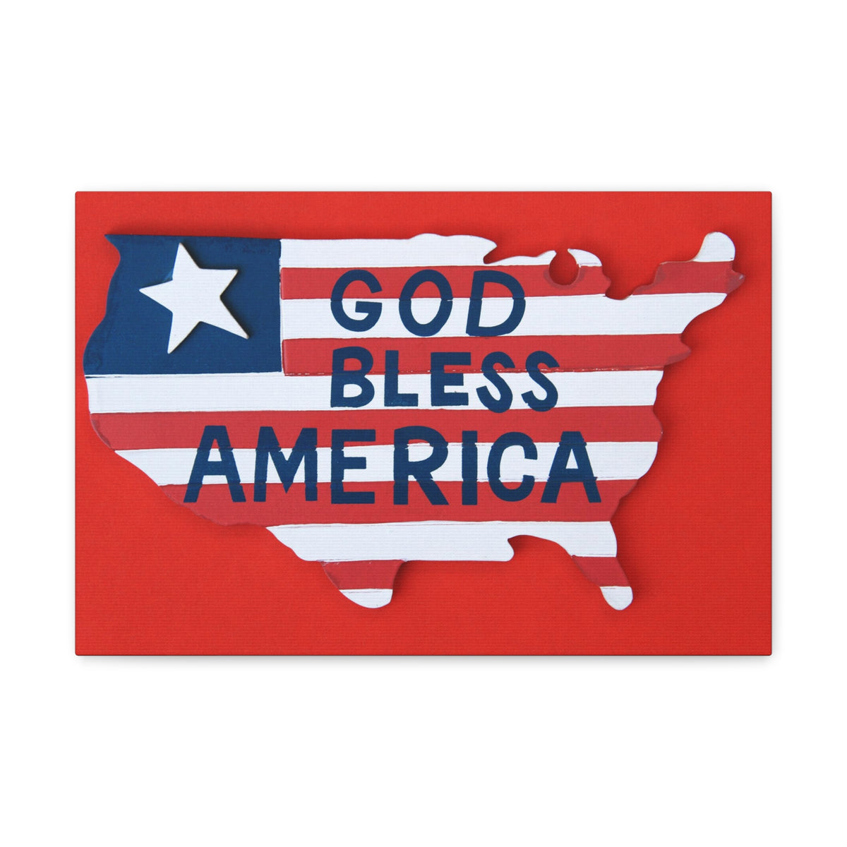God Bless America Map of USA Canvas Wall Art for Home Decor Ready-to-Hang-Express Your Love Gifts