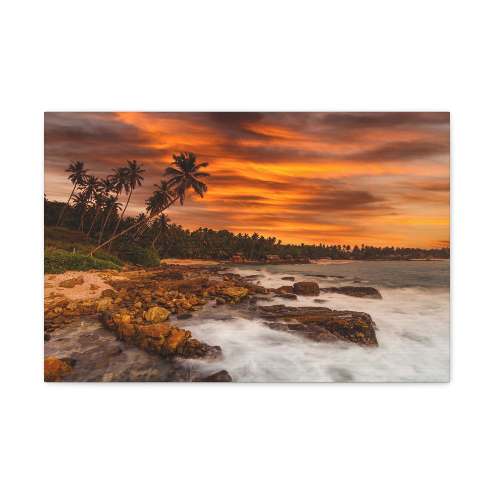 Sunset Beach With Coconut Palms Ocean Canvas Wall Art for Home Decor Ready-to-Hang-Express Your Love Gifts