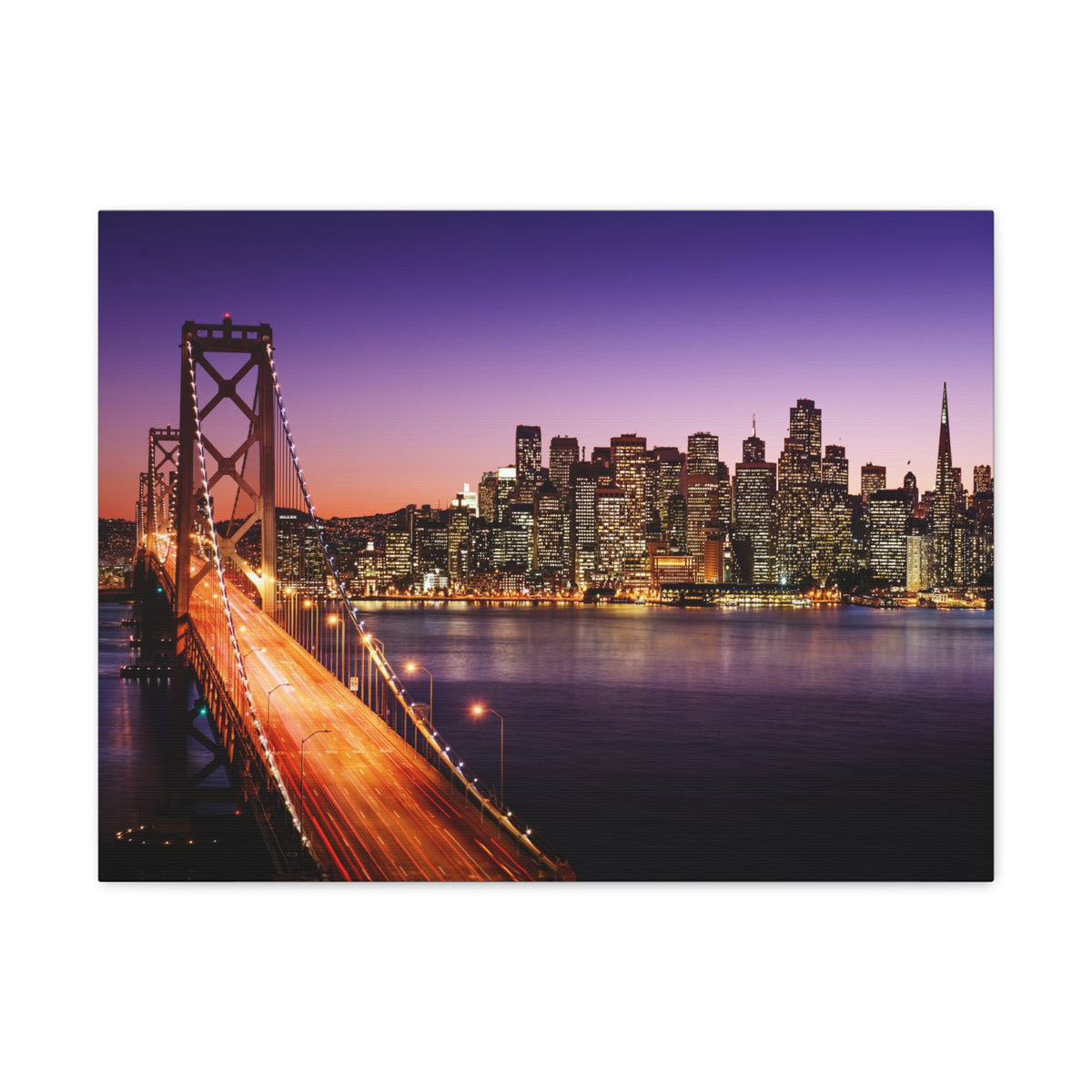 San Francisco Night Skyline Canvas Artwork High-Quality Breathtaking Stunning Cityscape for Home Decor Ready to Hang-Express Your Love Gifts