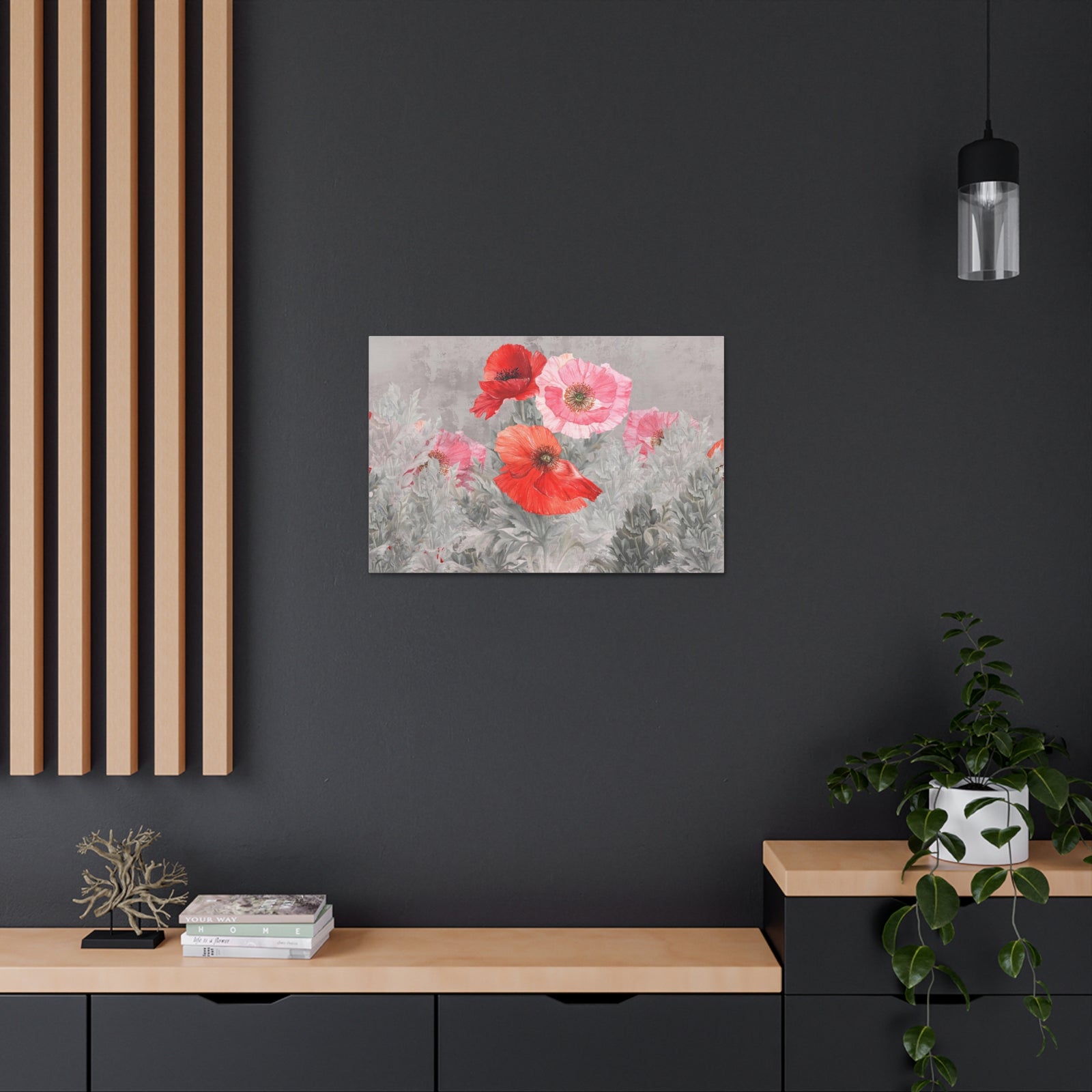 Poppies Flowers Illustration Flower Canvas Wall Art for Home Decor Ready-to-Hang-Express Your Love Gifts