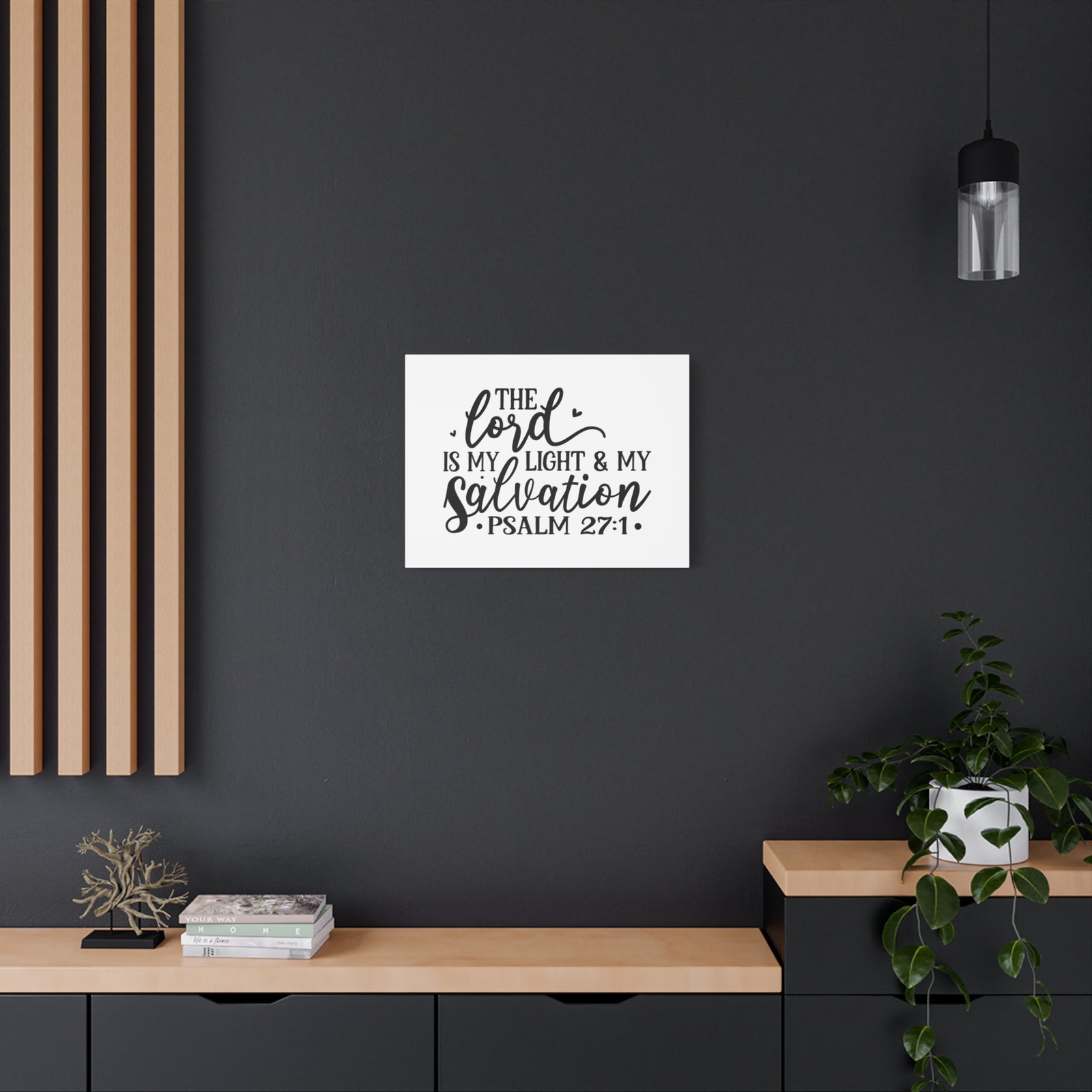 Scripture Canvas Light & My Salvation Psalm 27:1 Christian Wall Art Bible Verse Print Ready to Hang-Express Your Love Gifts