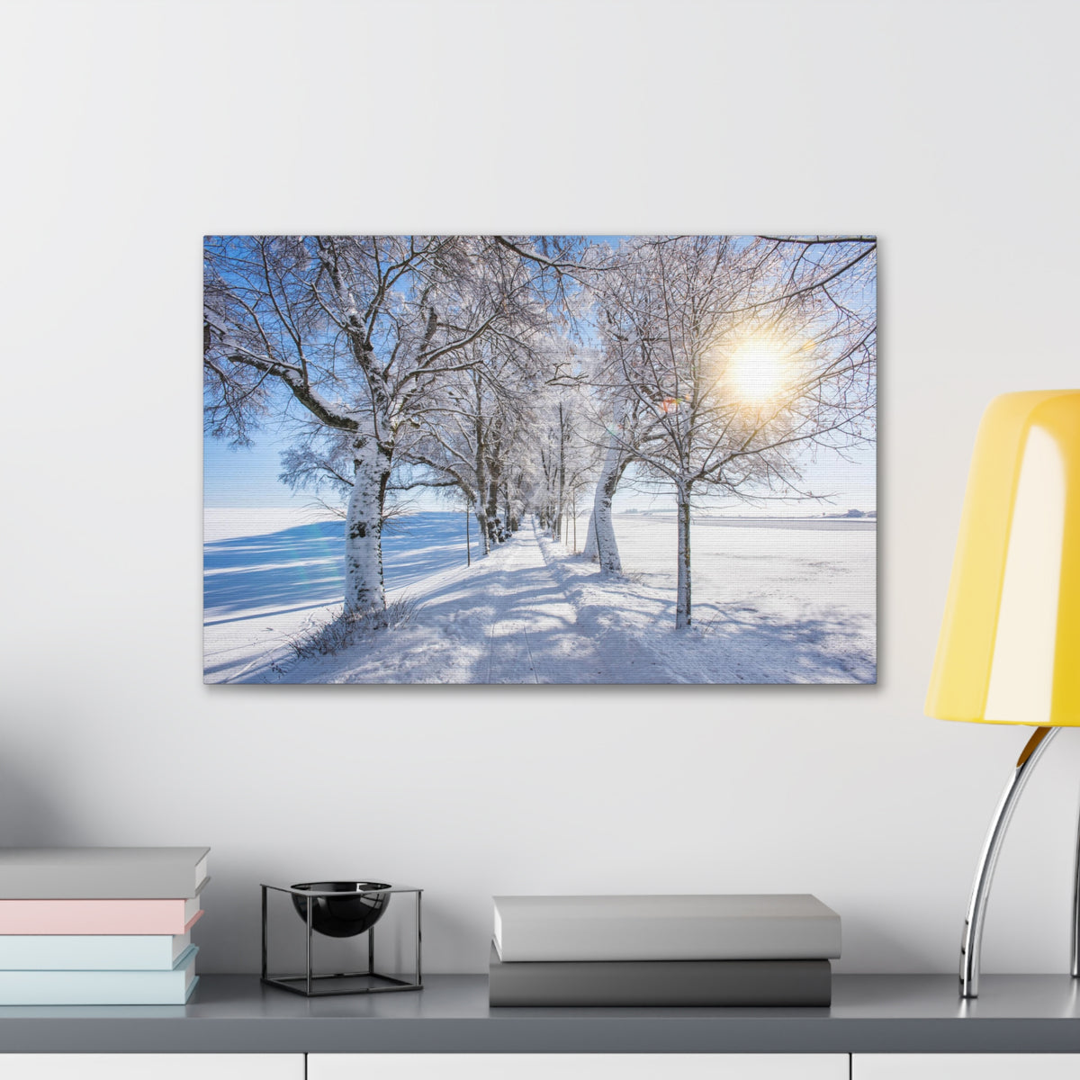 Small Footpath In Winter Through Trees Canvas Wall Art for Home Decor Ready-to-Hang-Express Your Love Gifts