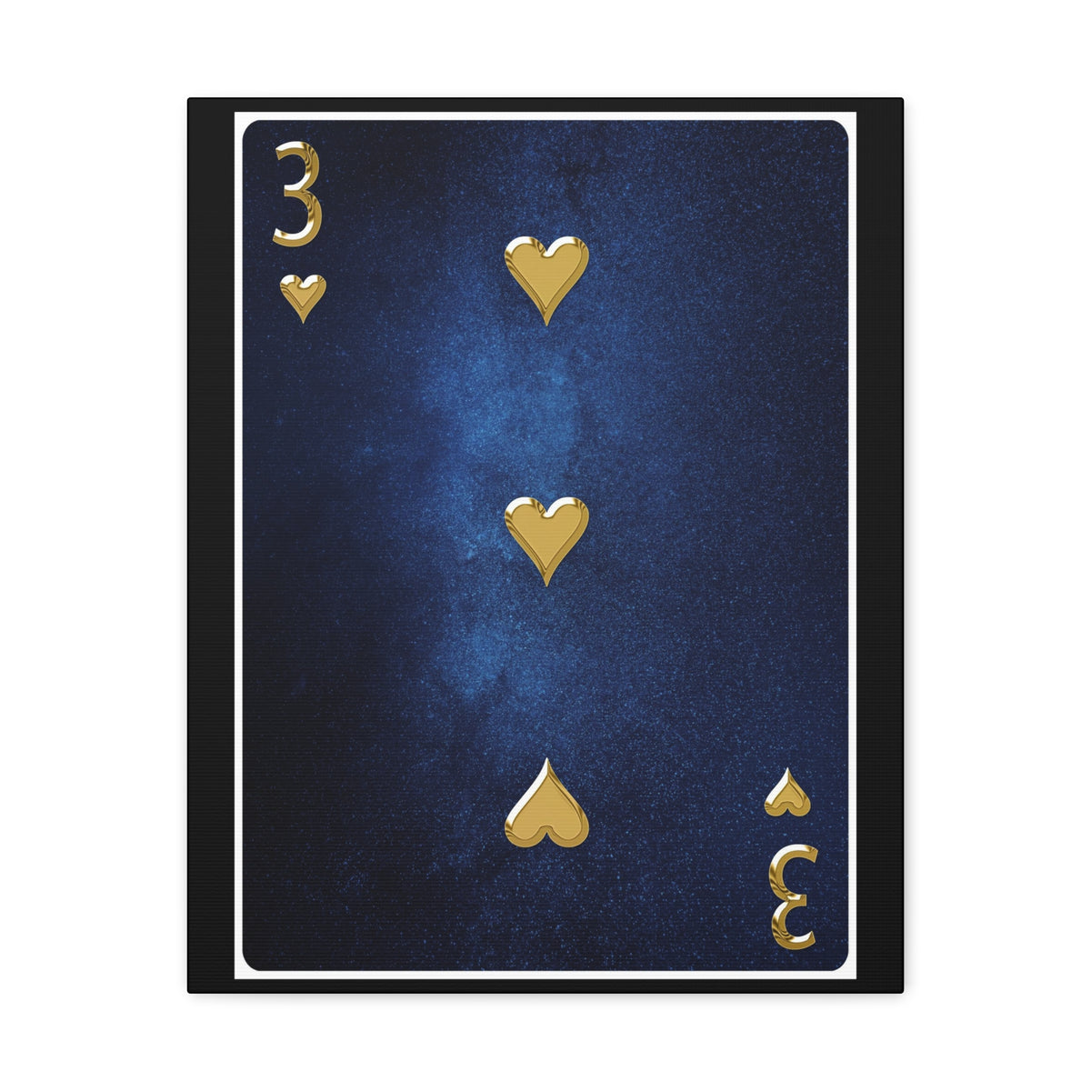 Three Of Hearts Space Background Playing Card Canvas Wall Art for Home Decor Ready-to-Hang-Express Your Love Gifts