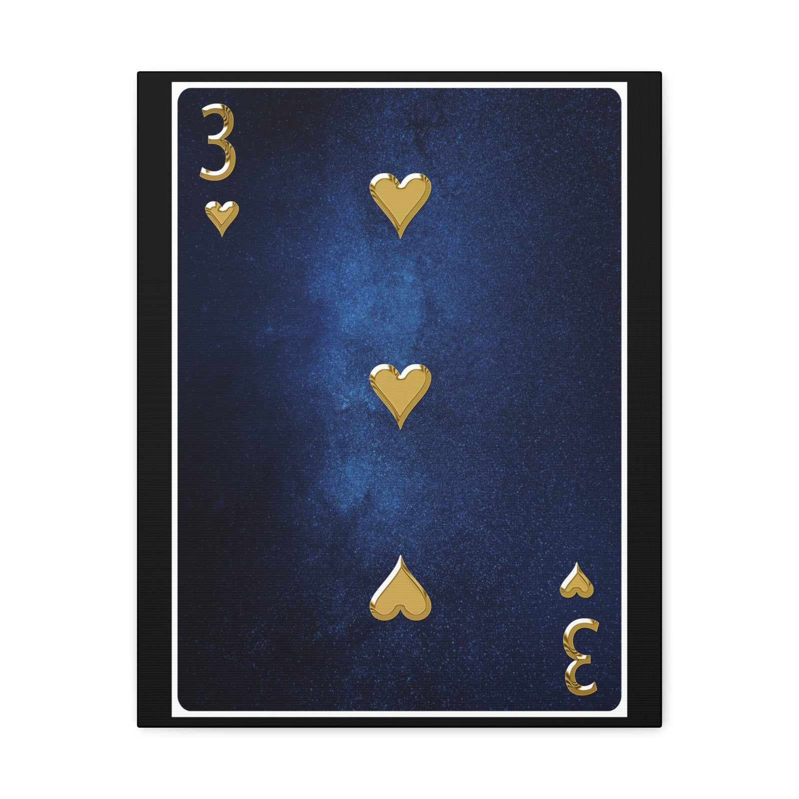Three Of Hearts Space Background Playing Card Canvas Wall Art for Home Decor Ready-to-Hang-Express Your Love Gifts