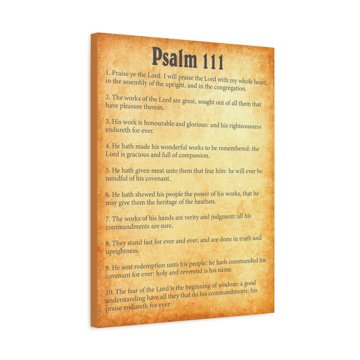 Scripture Walls Psalm 111 Gold Bible Chapter Canvas Christian Wall Art Ready to Hang-Express Your Love Gifts