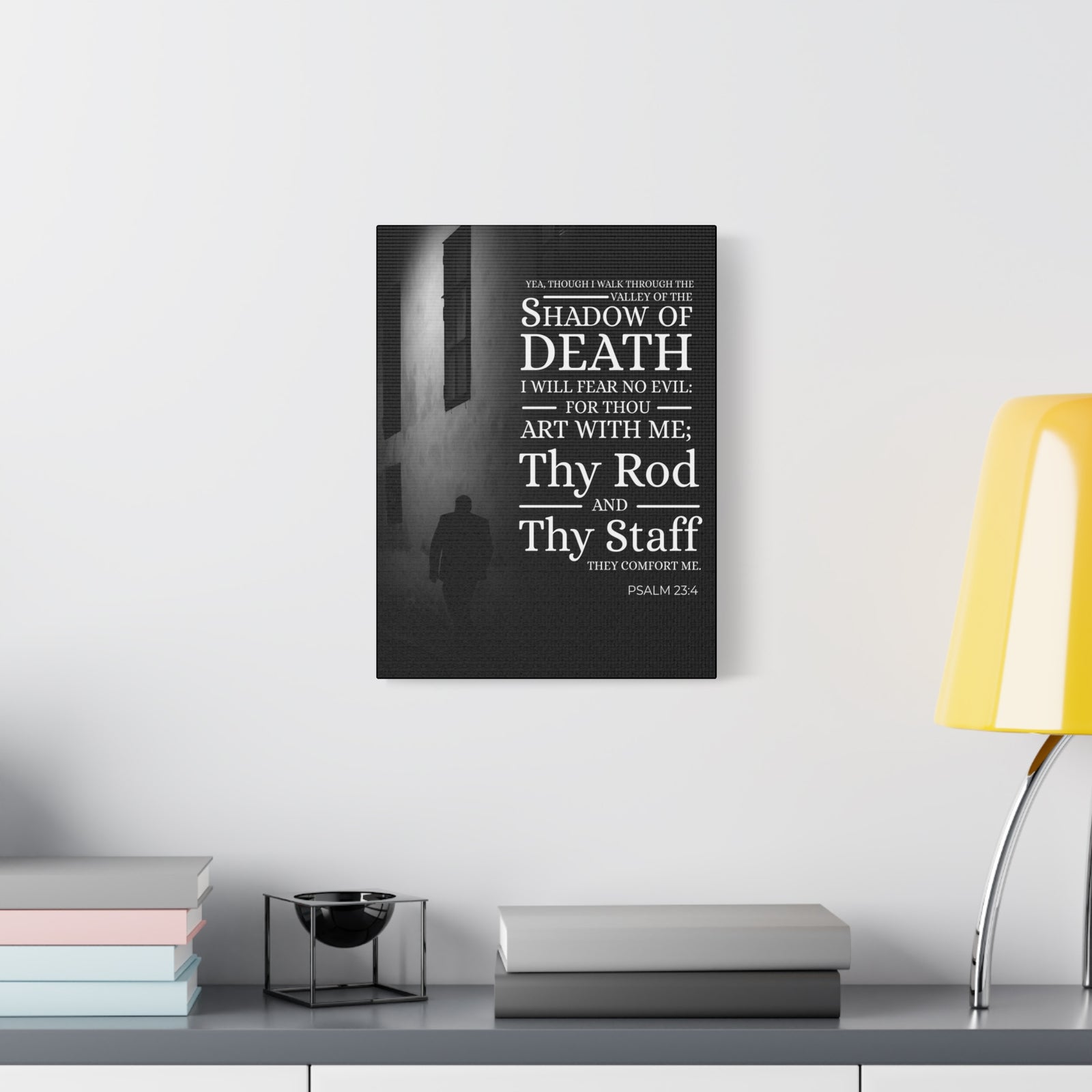 Scripture Canvas Shadow of Death Psalm 23:4 Christian Wall Art Bible Verse Print Ready to Hang-Express Your Love Gifts