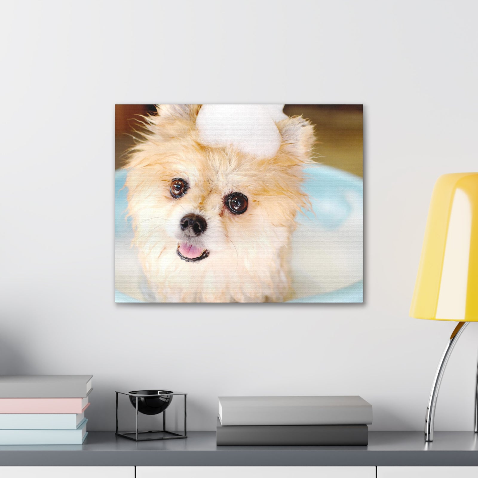 Cute Pomeranian Bathee Canvas Wall Art for Home Decor Ready-to-Hang-Express Your Love Gifts