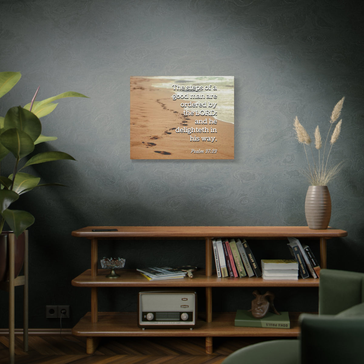 Scripture Canvas The Steps Psalm 37:23 Christian Wall Art Bible Verse Print Ready to Hang-Express Your Love Gifts