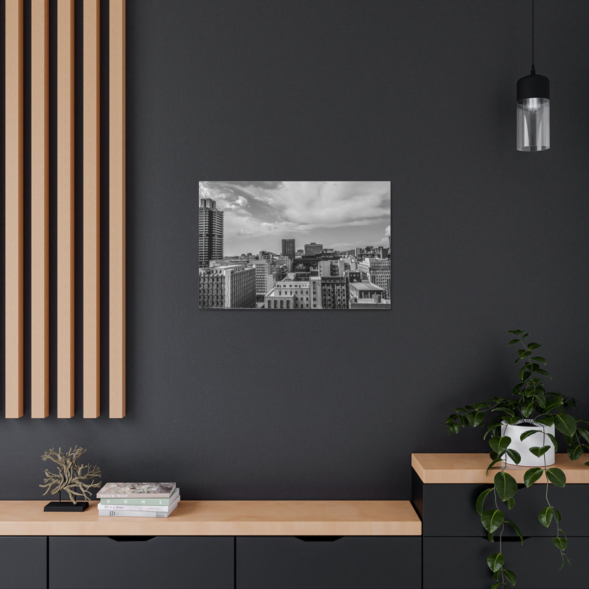 Johannesburg Black And White Skyline Canvas Artwork High-Quality Breathtaking Stunning Cityscape for Home Decor Ready to Hang-Express Your Love Gifts