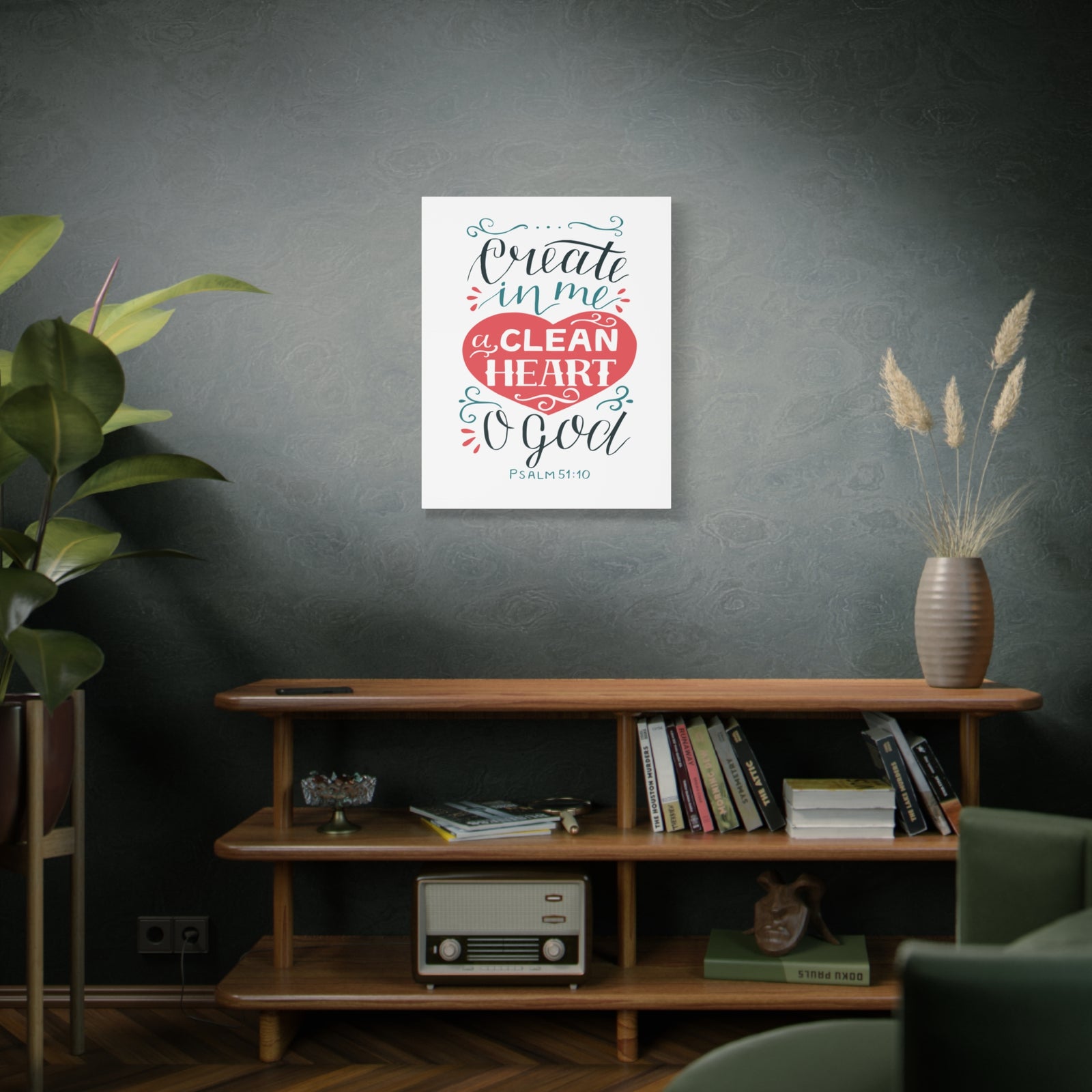 Scripture Walls Clean Heart O God Psalm 51:10 Bible Verse Canvas Christian Wall Art Ready to Hang-Express Your Love Gifts
