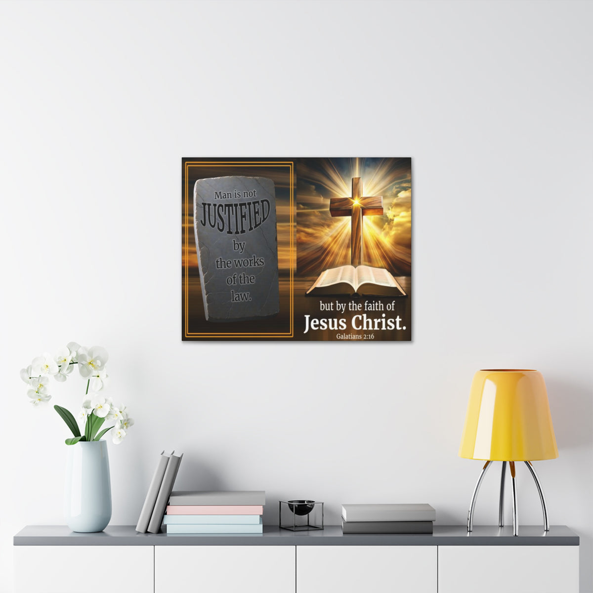 Scripture Walls Galatians 2:16 Faith & Law Bible Verse Canvas Christian Wall Art Ready to Hang Unframed-Express Your Love Gifts