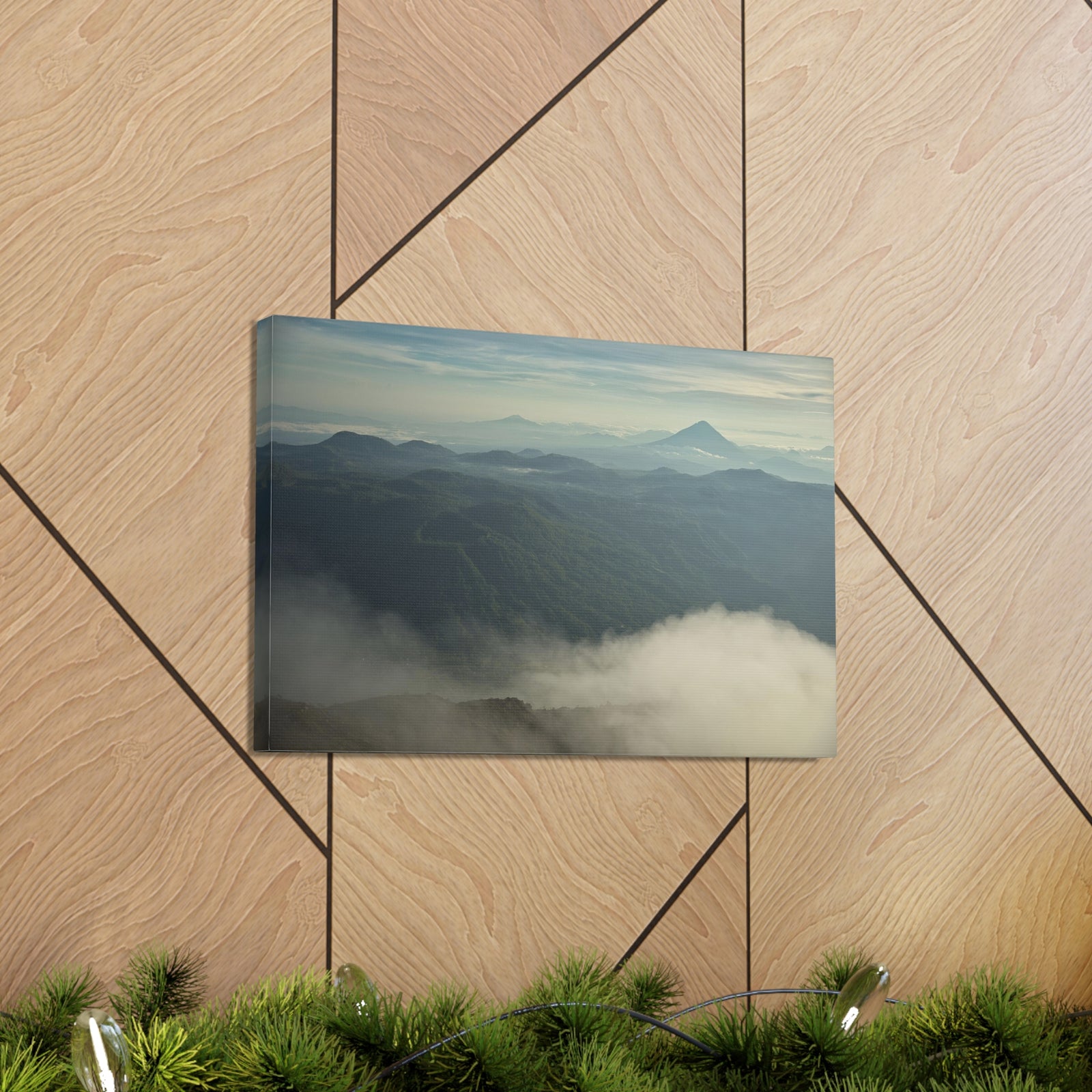 Misty Mountains Green Forest Nature Wilderness Photography Canvas Wall Art for Home Decor Ready-to-Hang-Express Your Love Gifts