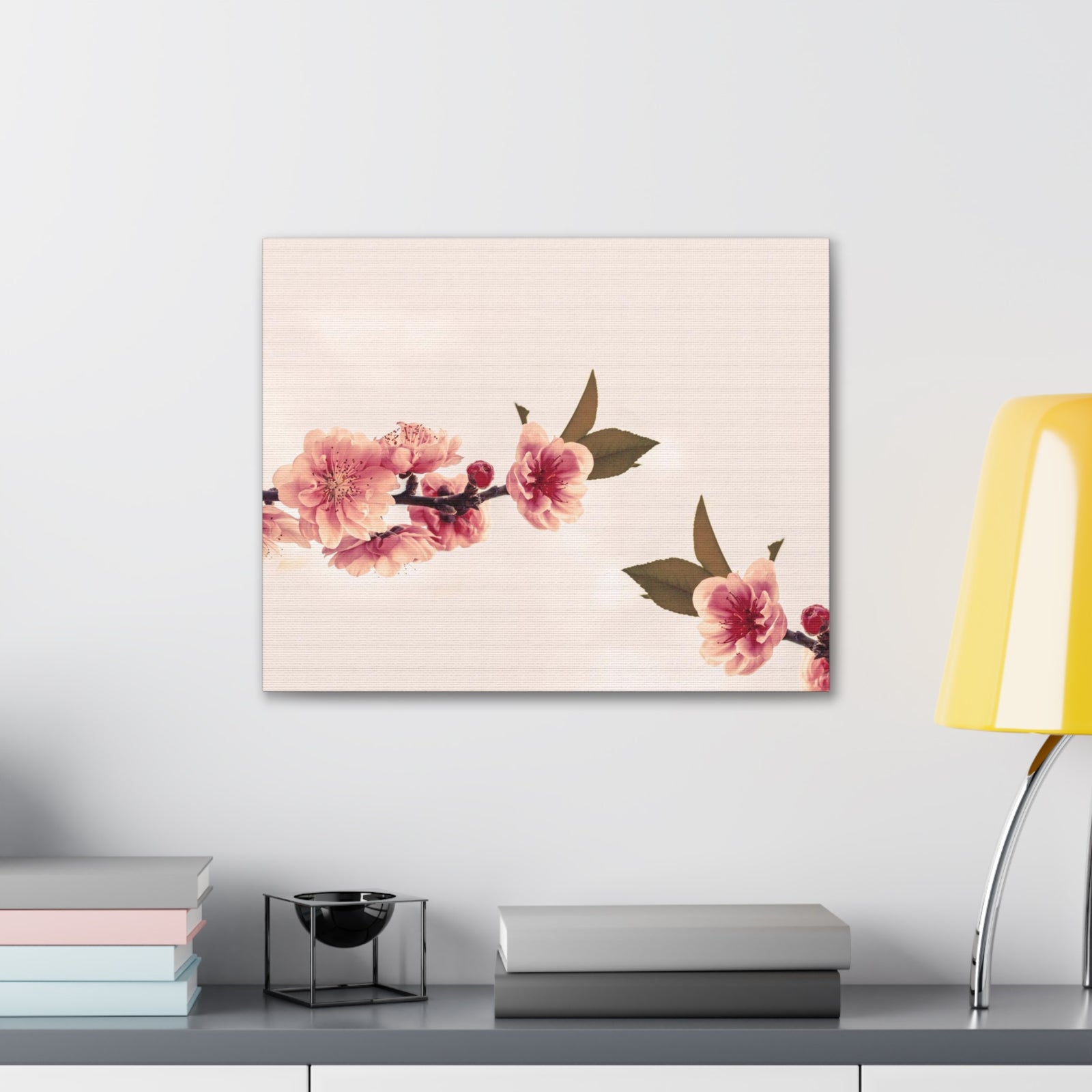 Peach Blossoms with Space Forest Floral Nature Photography Canvas Wall Art for Home Decor Ready-to-Hang-Express Your Love Gifts