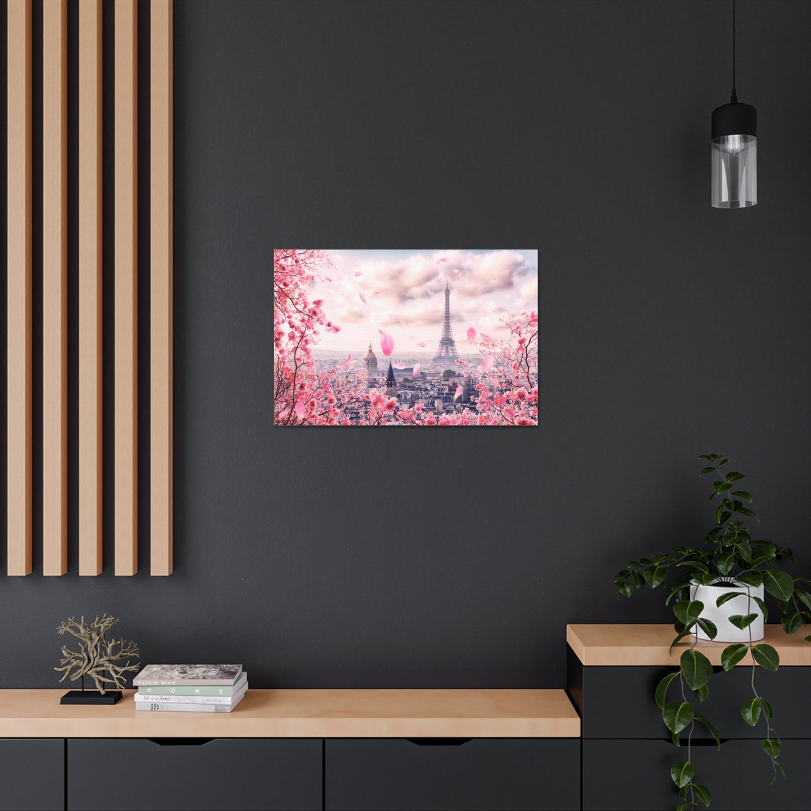 Paris Pink Tree Eiffel Tower France Canvas Artwork High-Quality Breathtaking French City for Home Decor Ready to Hang-Express Your Love Gifts