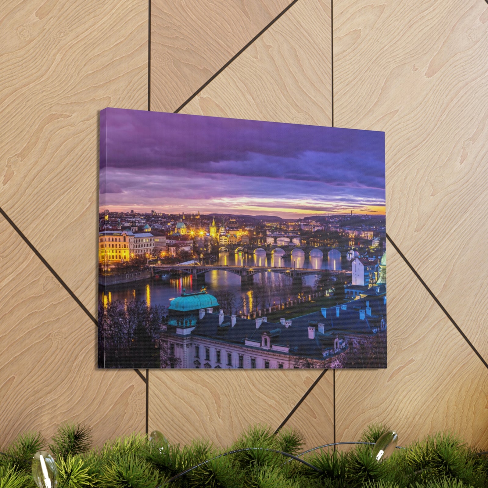 Prague Night Skyline Canvas Artwork High-Quality Breathtaking Stunning Cityscape for Home Decor Ready to Hang-Express Your Love Gifts