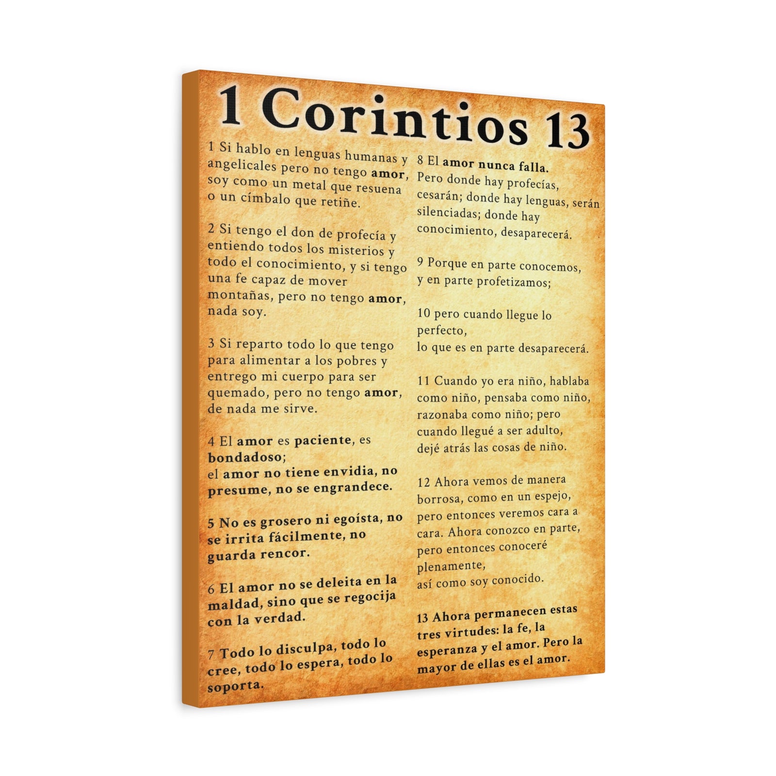 Scripture Walls 1 Corintios 13 Gold Bible Verse Canvas Christian Wall Art Ready to Hang Unframed-Express Your Love Gifts