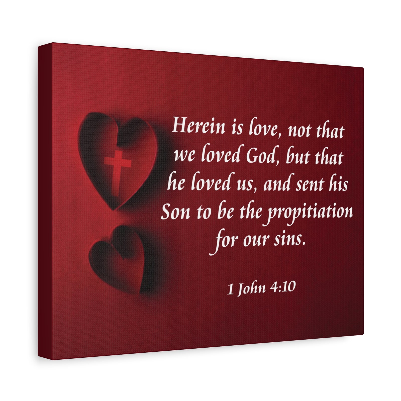 Bible Verse Canvas Herein is Love 1 John 4:10 Christian Home Décor Wall Art Scripture Ready to Hang Faith Print-Express Your Love Gifts