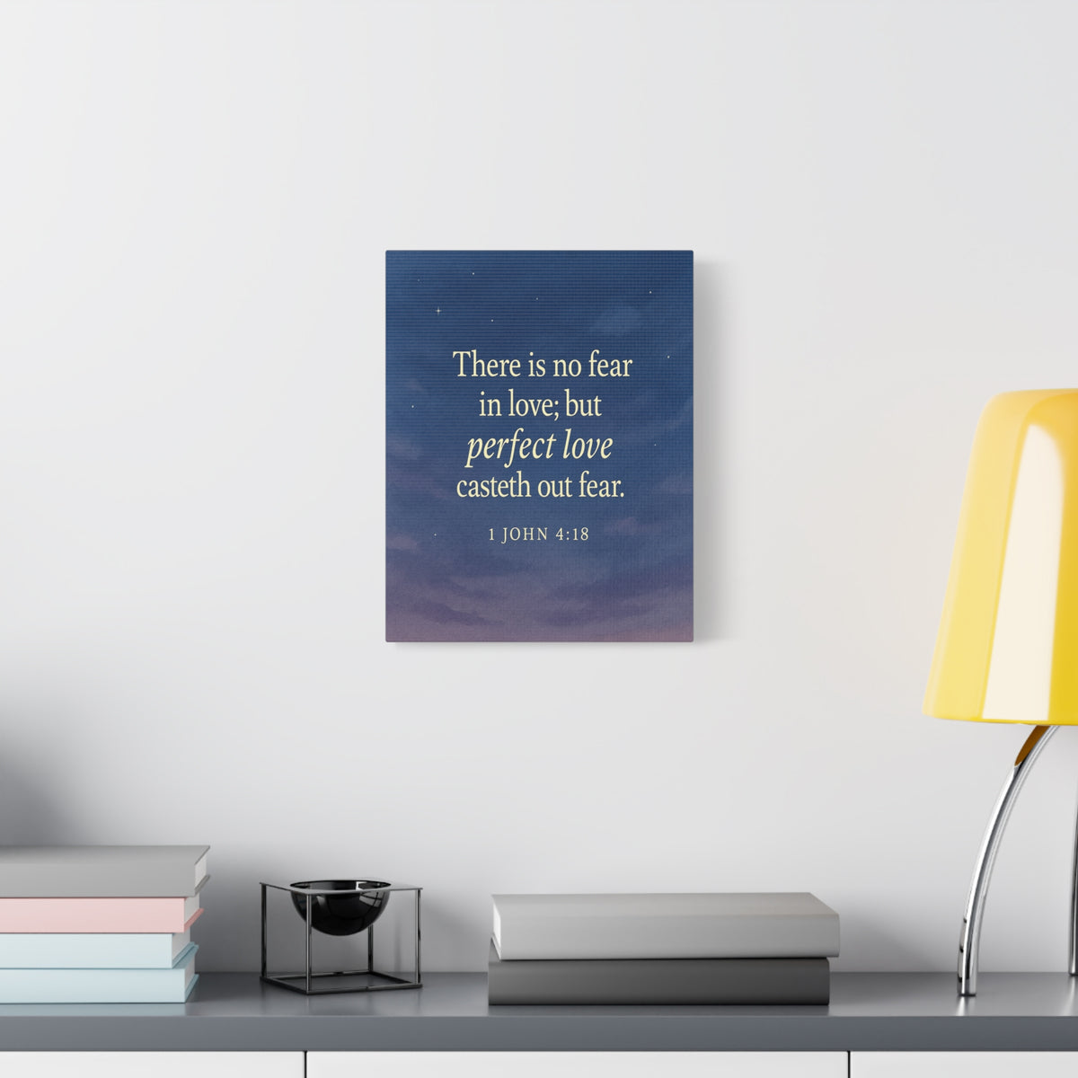 Bible Verse Canvas 1 John 4:18 Christian Home Décor Wall Art Scripture Ready to Hang Faith Print-Express Your Love Gifts