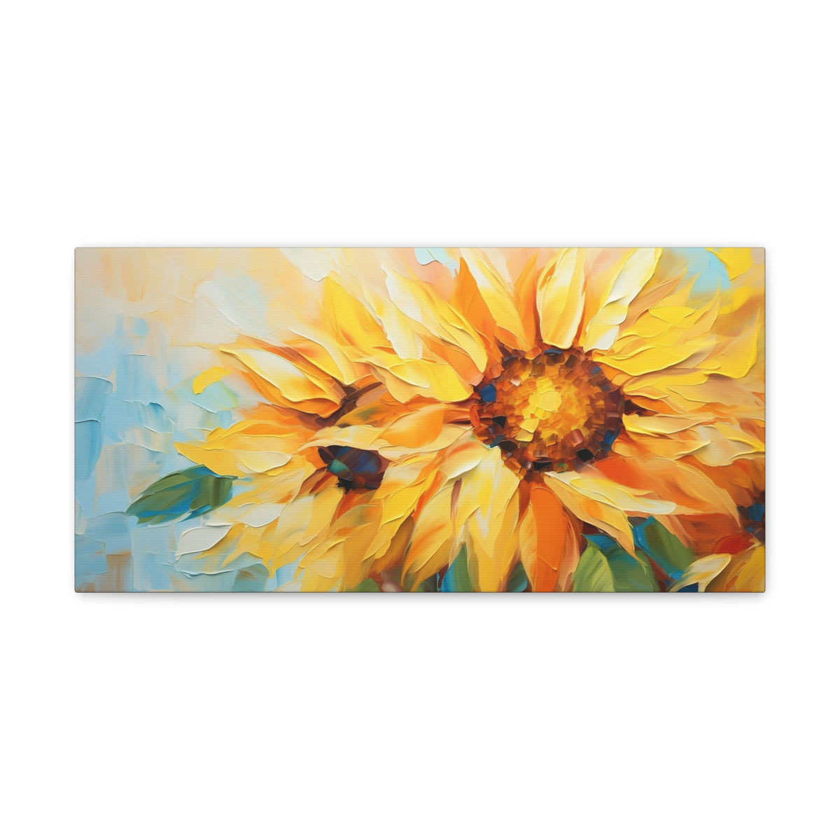 Sunflower Acrylic Painting Contemporary Blossom Canvas Wall Art for Home Decor Ready-to-Hang-Express Your Love Gifts