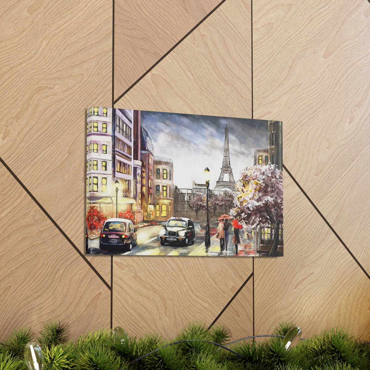 Paris Couple Red Umbrella France Canvas Artwork High-Quality Breathtaking French City for Home Decor Ready to Hang-Express Your Love Gifts