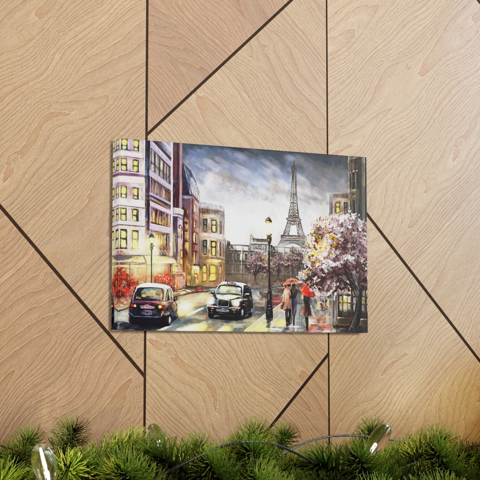 Paris Couple Red Umbrella France Canvas Artwork High-Quality Breathtaking French City for Home Decor Ready to Hang-Express Your Love Gifts