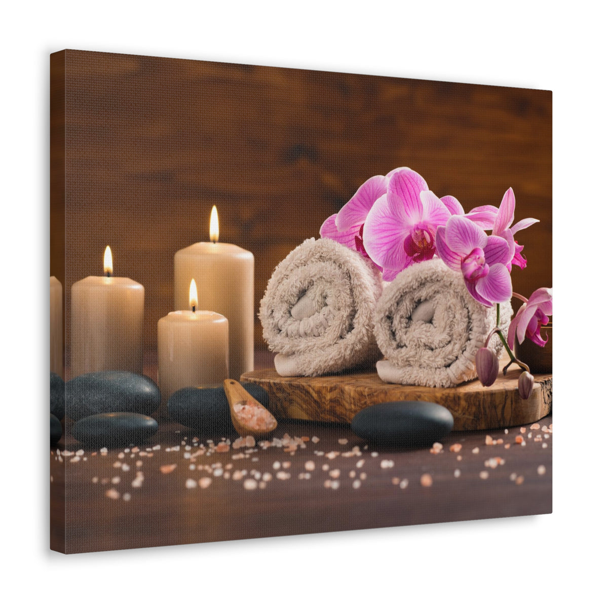 Rolled Towel and Orchids Forest Floral Nature Photography Canvas Wall Art for Home Decor Ready-to-Hang-Express Your Love Gifts
