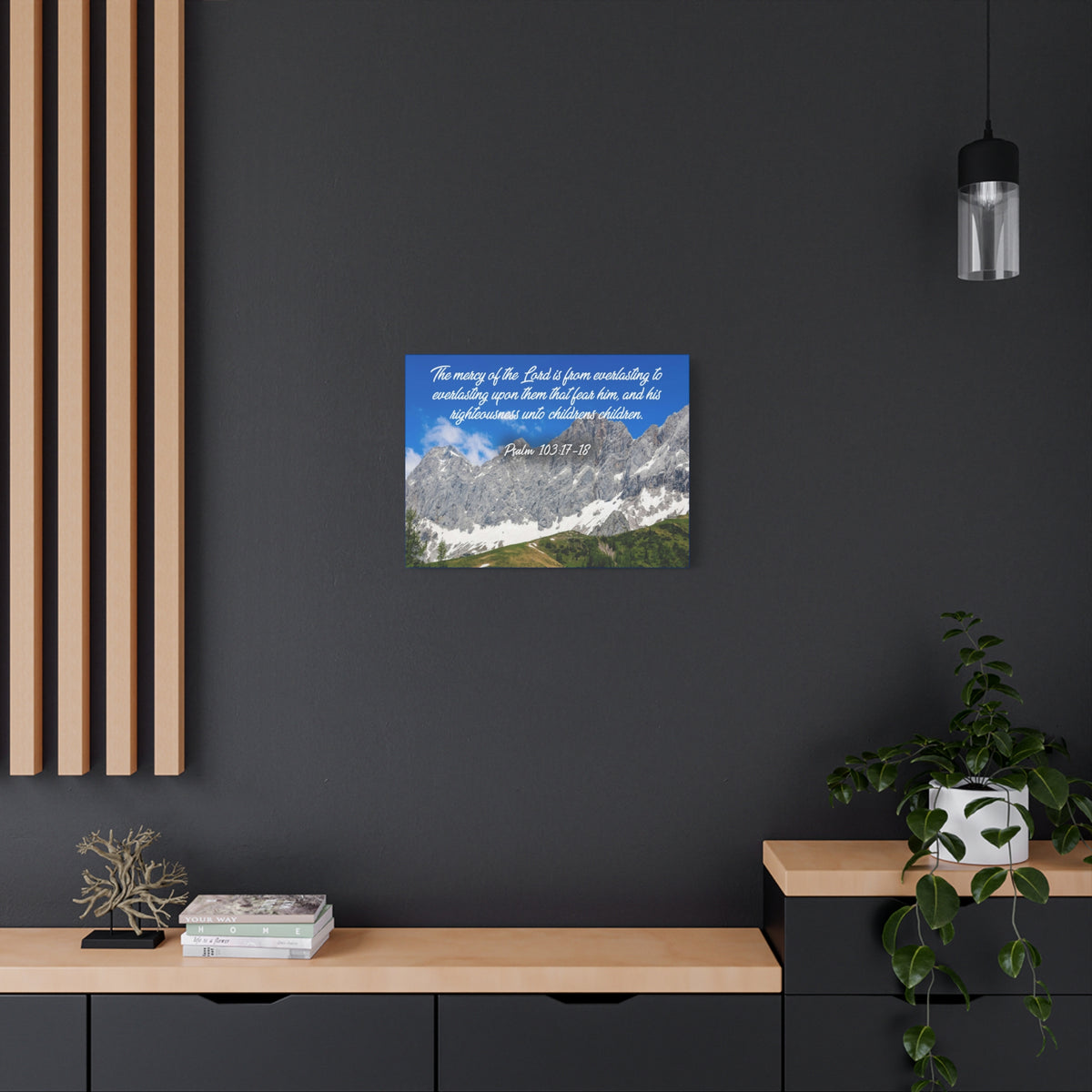 Scripture Canvas The Mercy of The Lord Psalm 103:17-18 Christian Wall Art Bible Verse Print Ready to Hang-Express Your Love Gifts