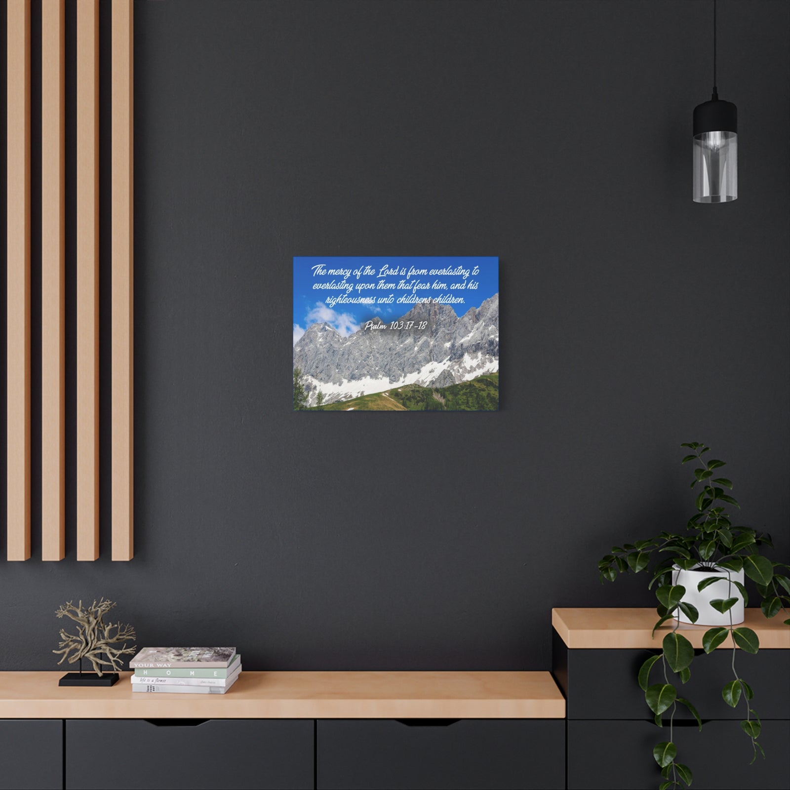 Scripture Canvas The Mercy of The Lord Psalm 103:17-18 Christian Wall Art Bible Verse Print Ready to Hang-Express Your Love Gifts