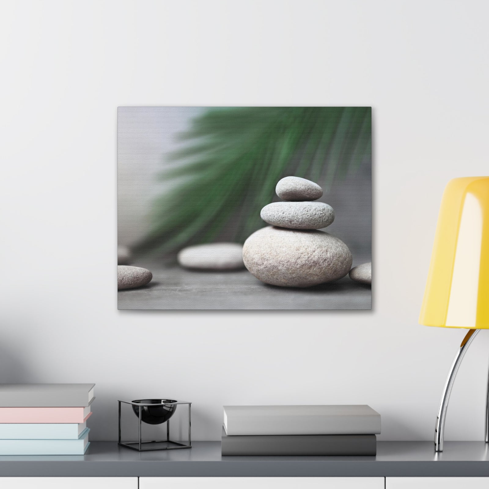Spa Stones with Palm Forest Floral Nature Photography Canvas Wall Art for Home Decor Ready-to-Hang-Express Your Love Gifts