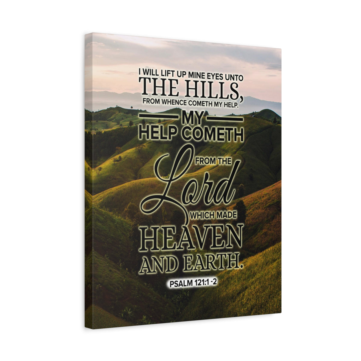 Scripture Canvas Heaven and Earth Psalm 121:1‭-‬2 KJV Christian Wall Art Bible Verse Print Ready to Hang-Express Your Love Gifts