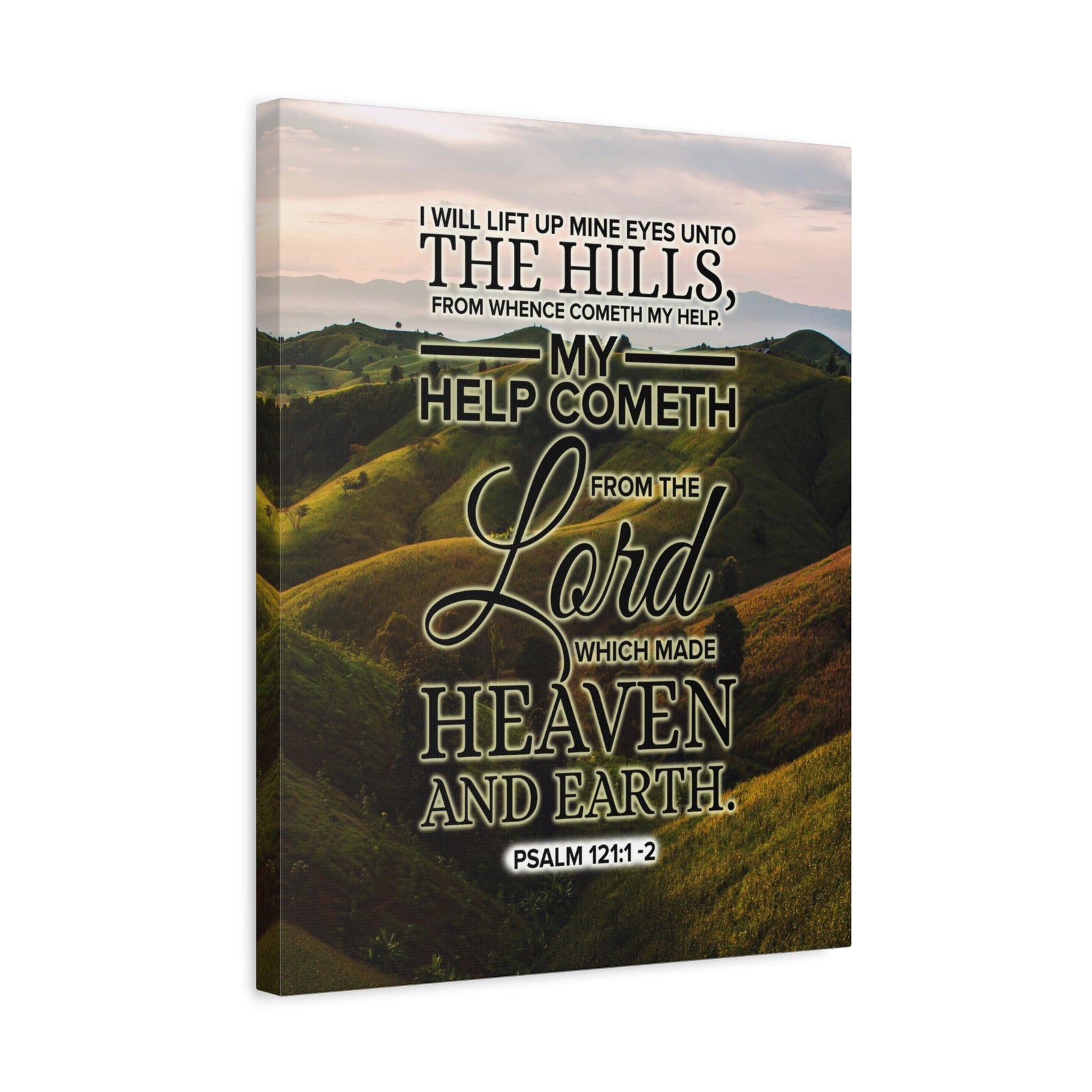 Scripture Canvas Heaven and Earth Psalm 121:1‭-‬2 KJV Christian Wall Art Bible Verse Print Ready to Hang-Express Your Love Gifts