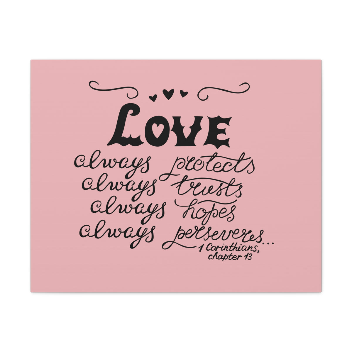 Scripture Canvas Love Always Protects 1 Corinthians Chapter 13 Christian Wall Art Bible Verse Print Ready To Hang-Express Your Love Gifts