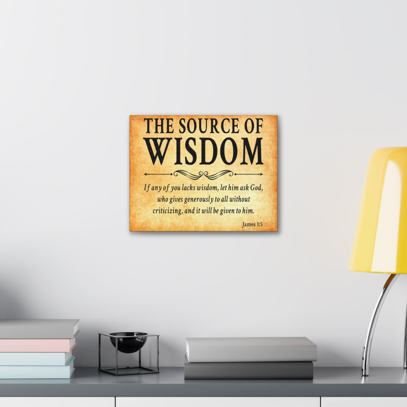 Scripture Walls James 1:5 The Source of Wisdom Gold Bible Verse Canvas Christian Wall Art Ready to Hang Unframed-Express Your Love Gifts