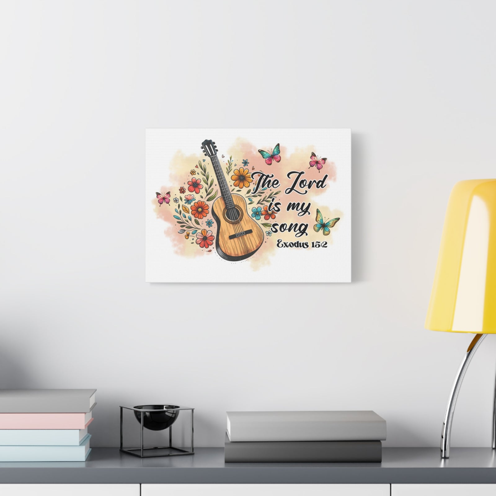 Scripture Walls Exodus 15:2 The Lord is My Song Bible Verse Canvas Christian Wall Art Ready to Hang Unframed-Express Your Love Gifts