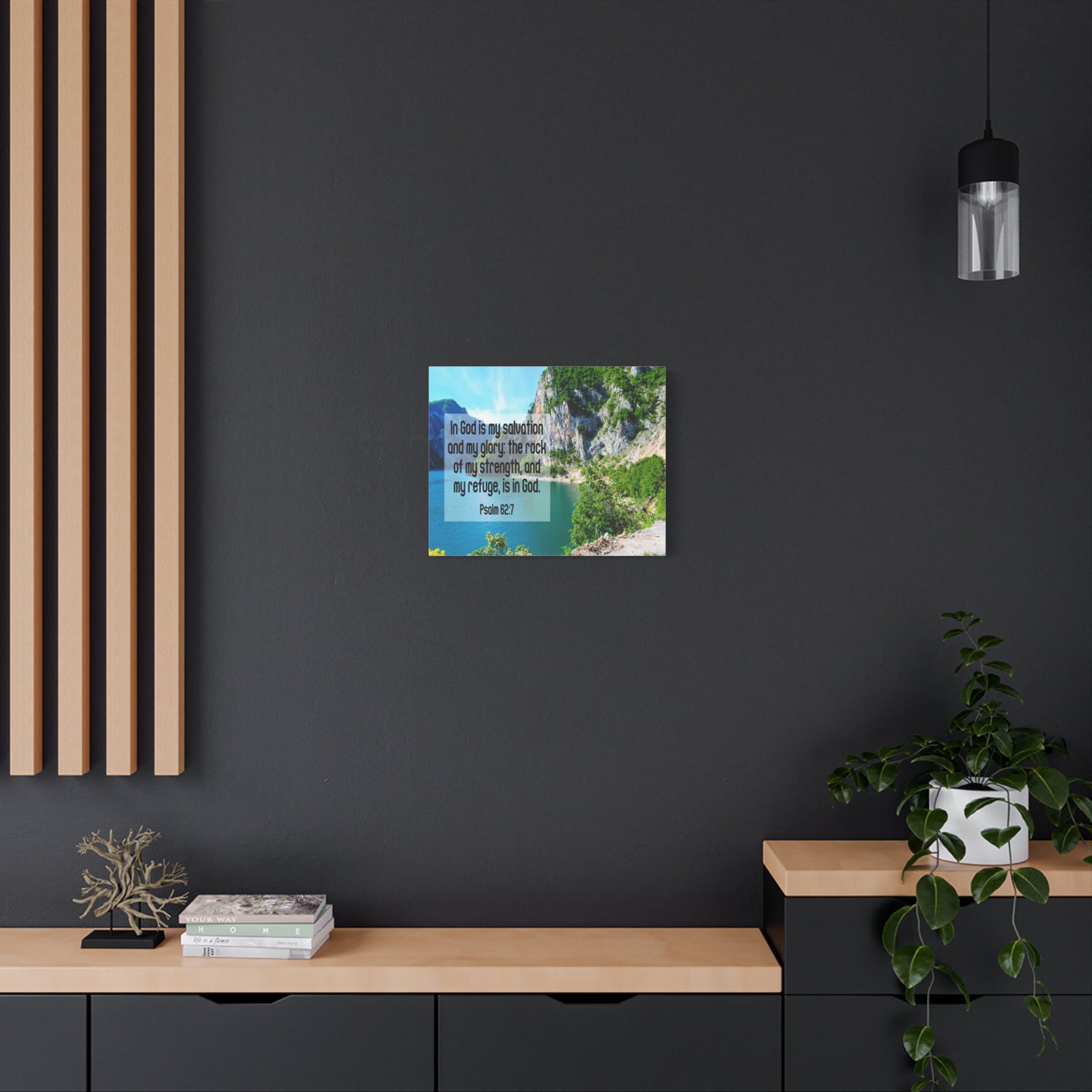 Scripture Canvas In God is My Salvation Psalm 62:7 Christian Wall Art Bible Verse Print Ready to Hang-Express Your Love Gifts