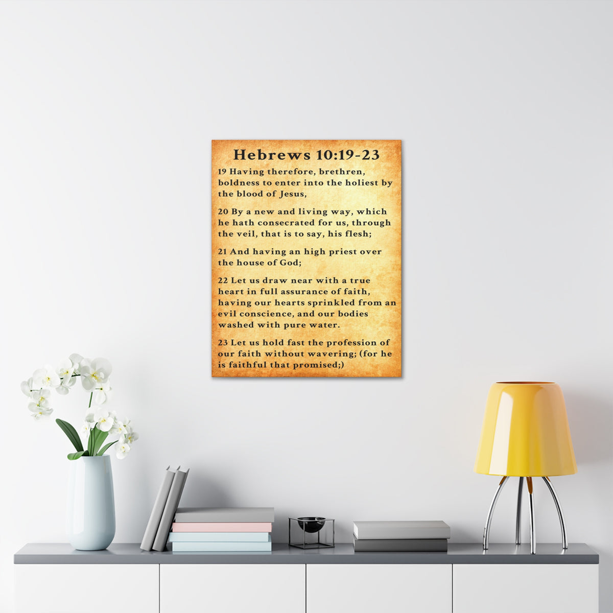 Scripture Walls Hebrews 10:19-23 KJV Bible Verse Canvas Christian Wall Art Ready to Hang Unframed-Express Your Love Gifts