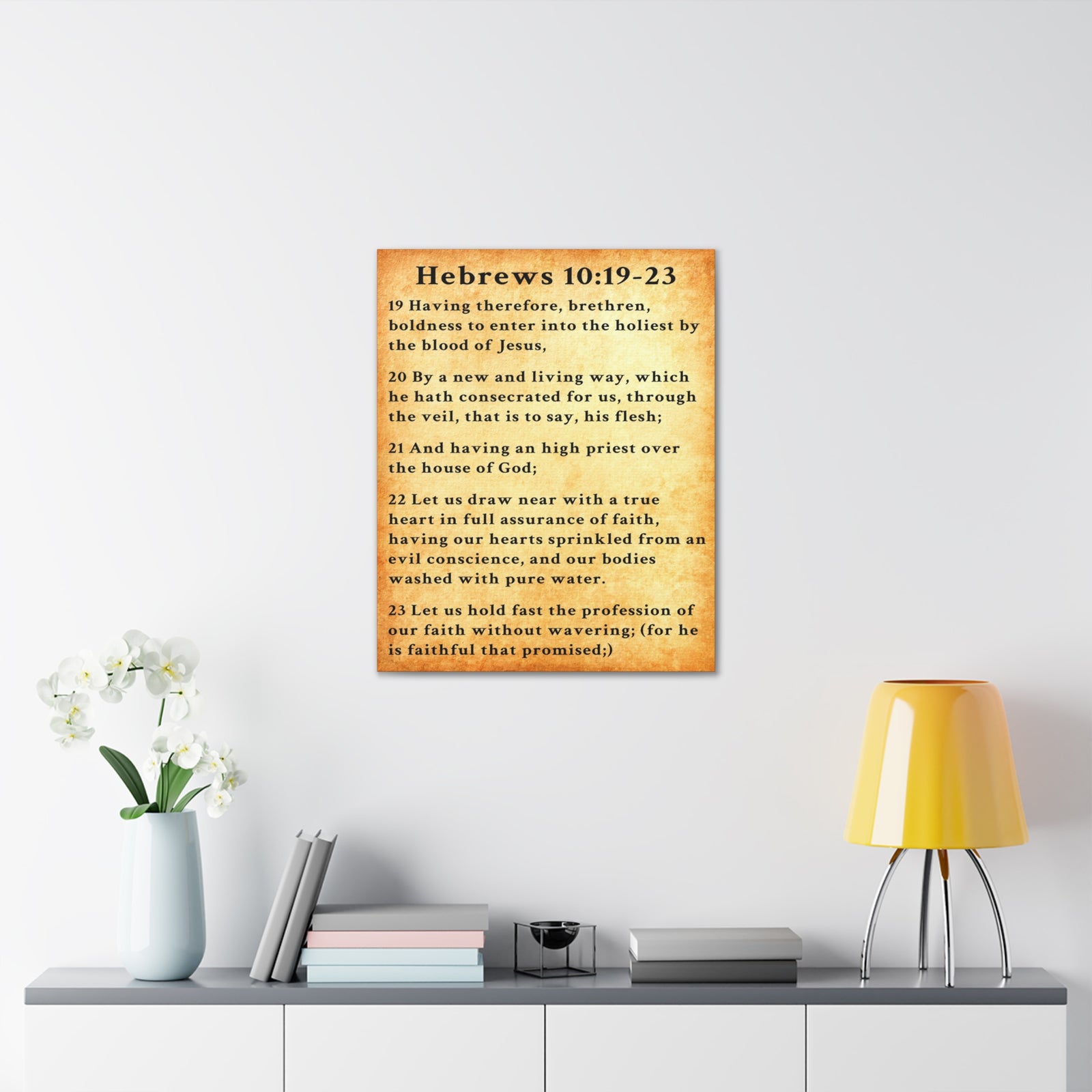 Scripture Walls Hebrews 10:19-23 KJV Bible Verse Canvas Christian Wall Art Ready to Hang Unframed-Express Your Love Gifts