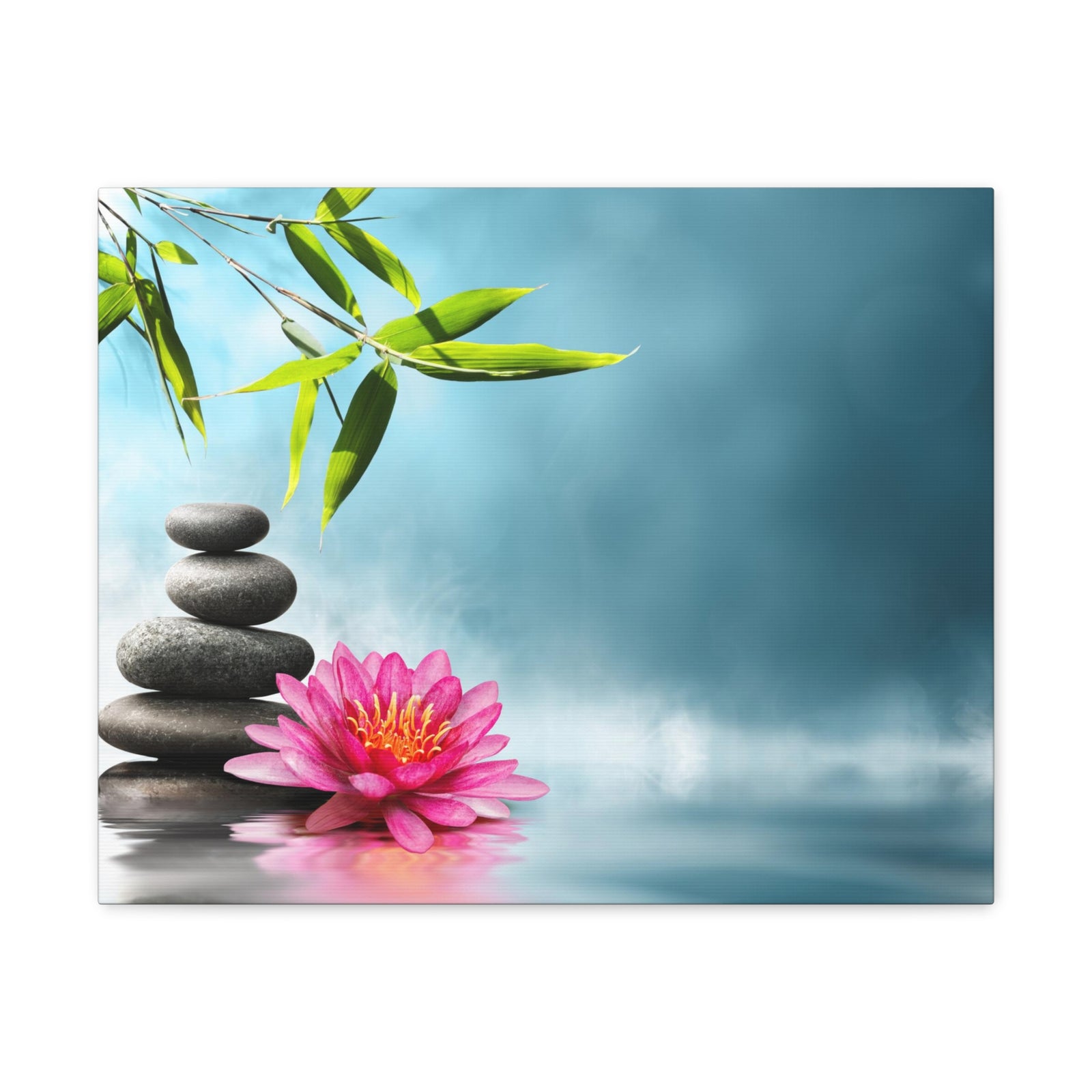 Waterlily with Stones Forest Floral Nature Photography Canvas Wall Art for Home Decor Ready-to-Hang-Express Your Love Gifts