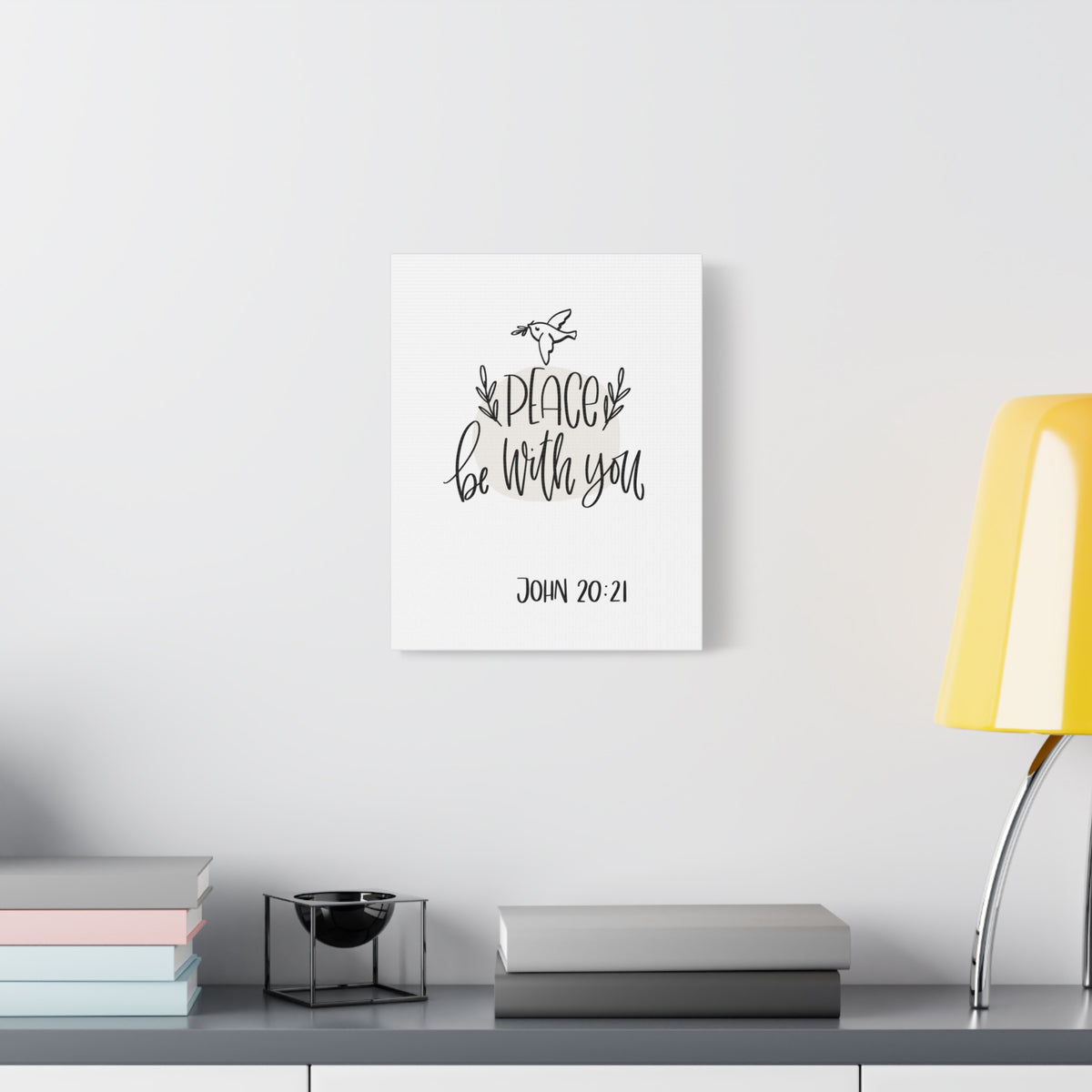 Scripture Canvas Peace Be With You John 20:21 Christian Wall Art Bible Verse Print Ready To Hang-Express Your Love Gifts